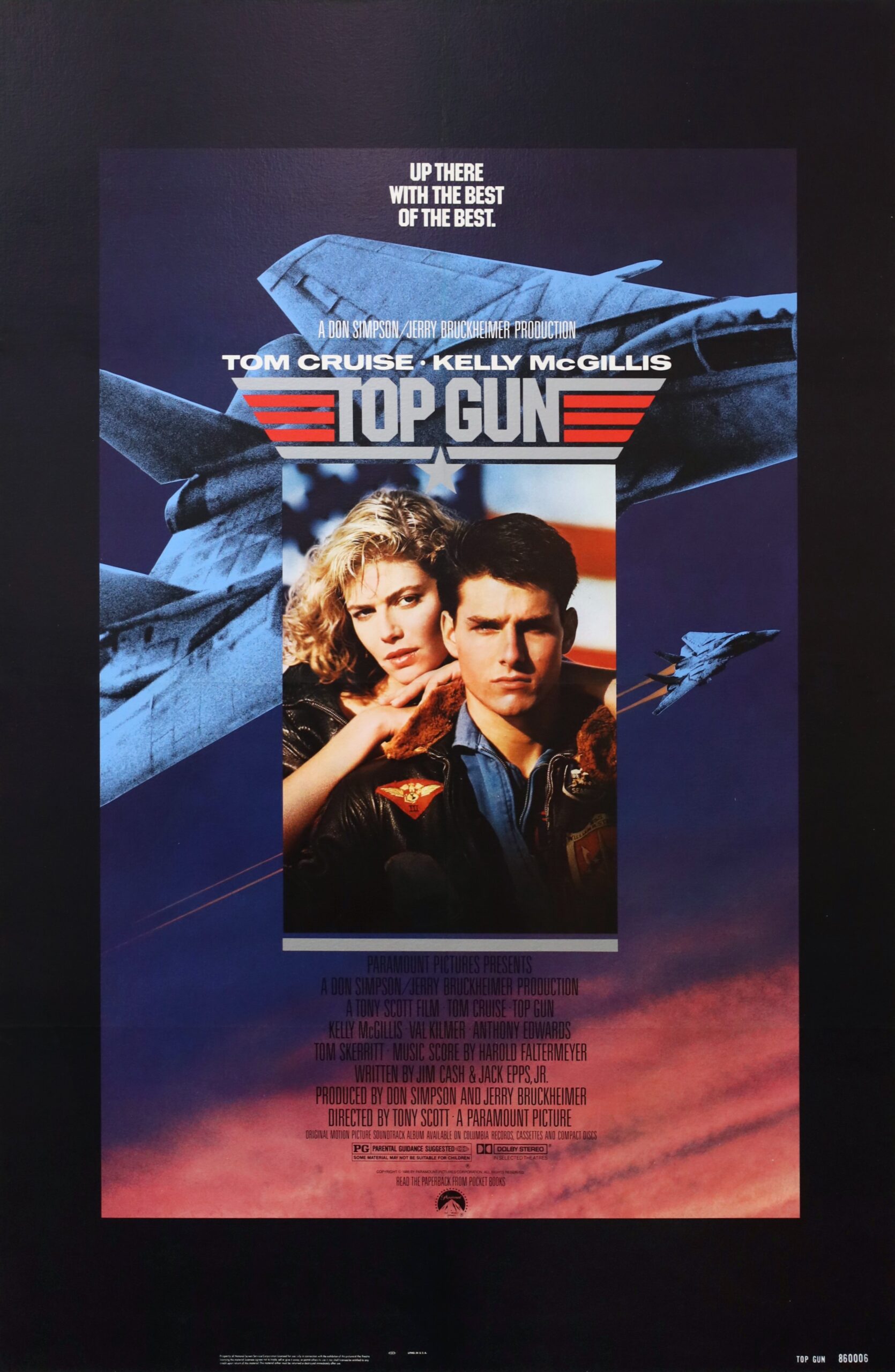 Original vintage cinema movie poster for top Gun starring tom Cruise