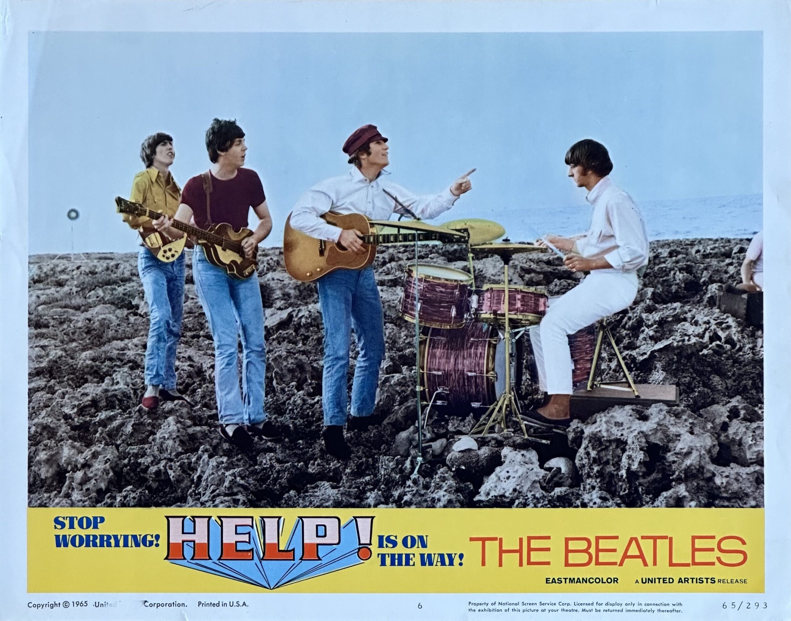 Original vinrage cinema lobby card movie poster for the Beatles in Help!