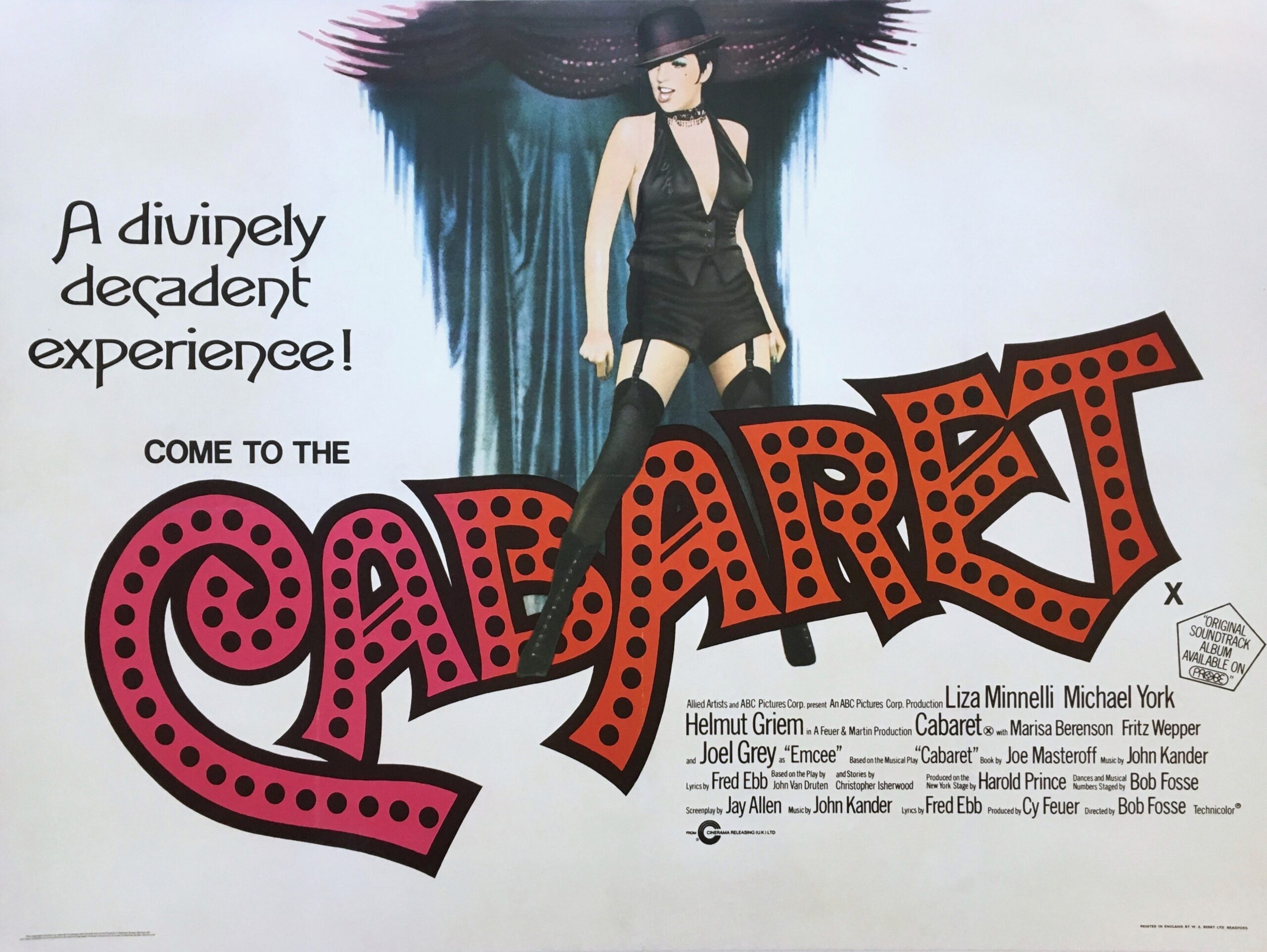 Original vintage UK cinema poster for 1972 Liza Minelli movie, Cabaret.