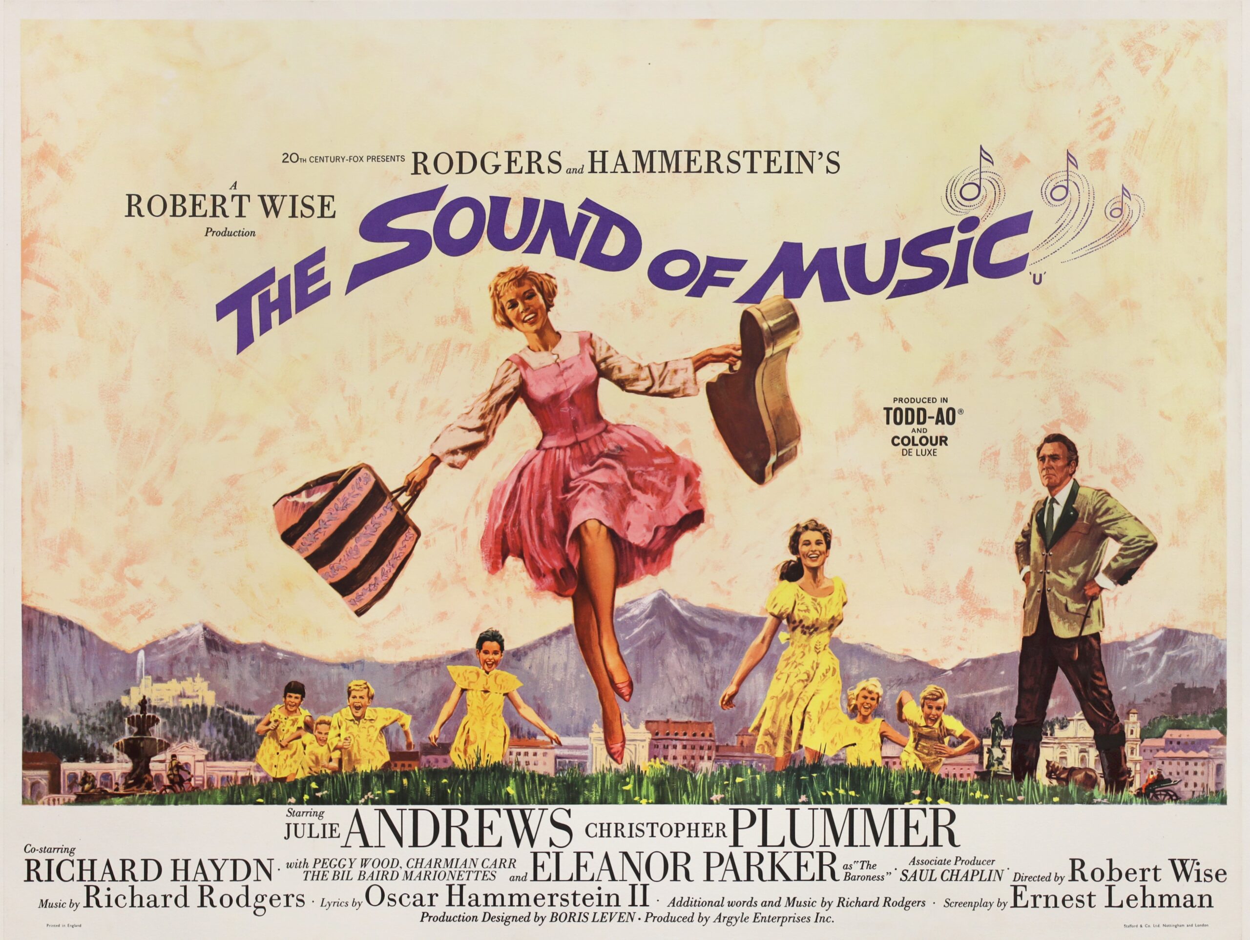 Original vintage UK Quad cinema poster for 1965 film, The Sound of Music.