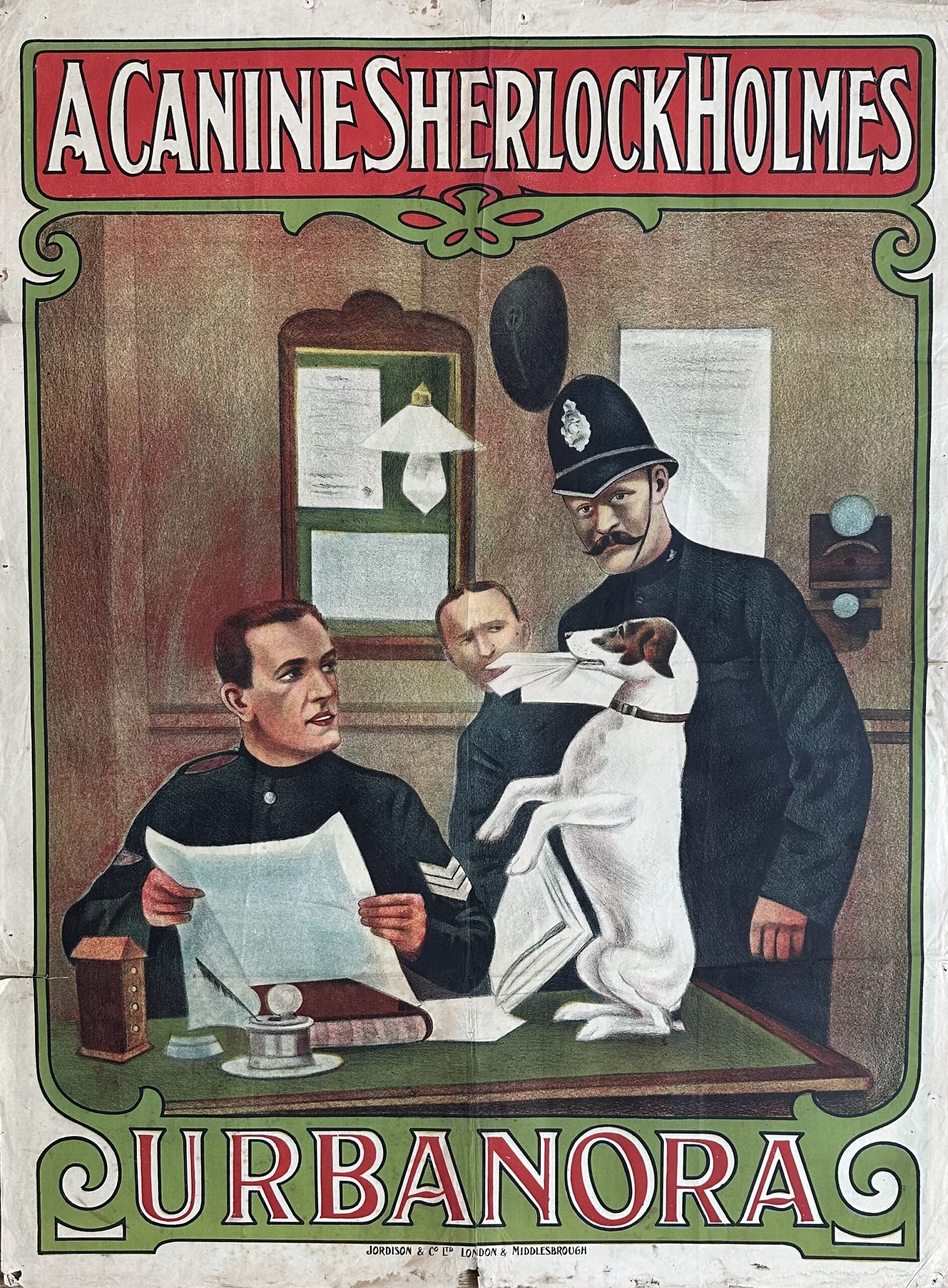 Original vintage British cinema movie poster for A Canine Sherlock Holmes, starring Spot the Urbanora Dog