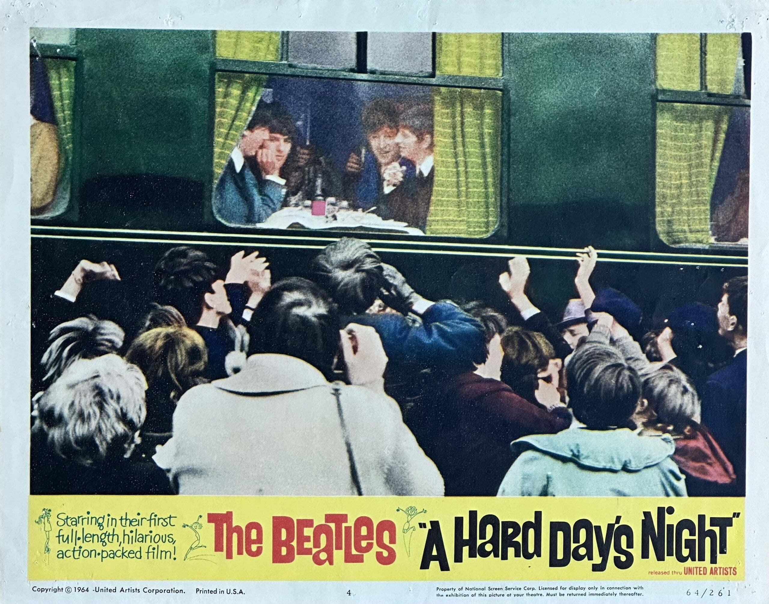 Original vintage cinema lobby card movie poster for A Hard Day's Night, starring The Beatles