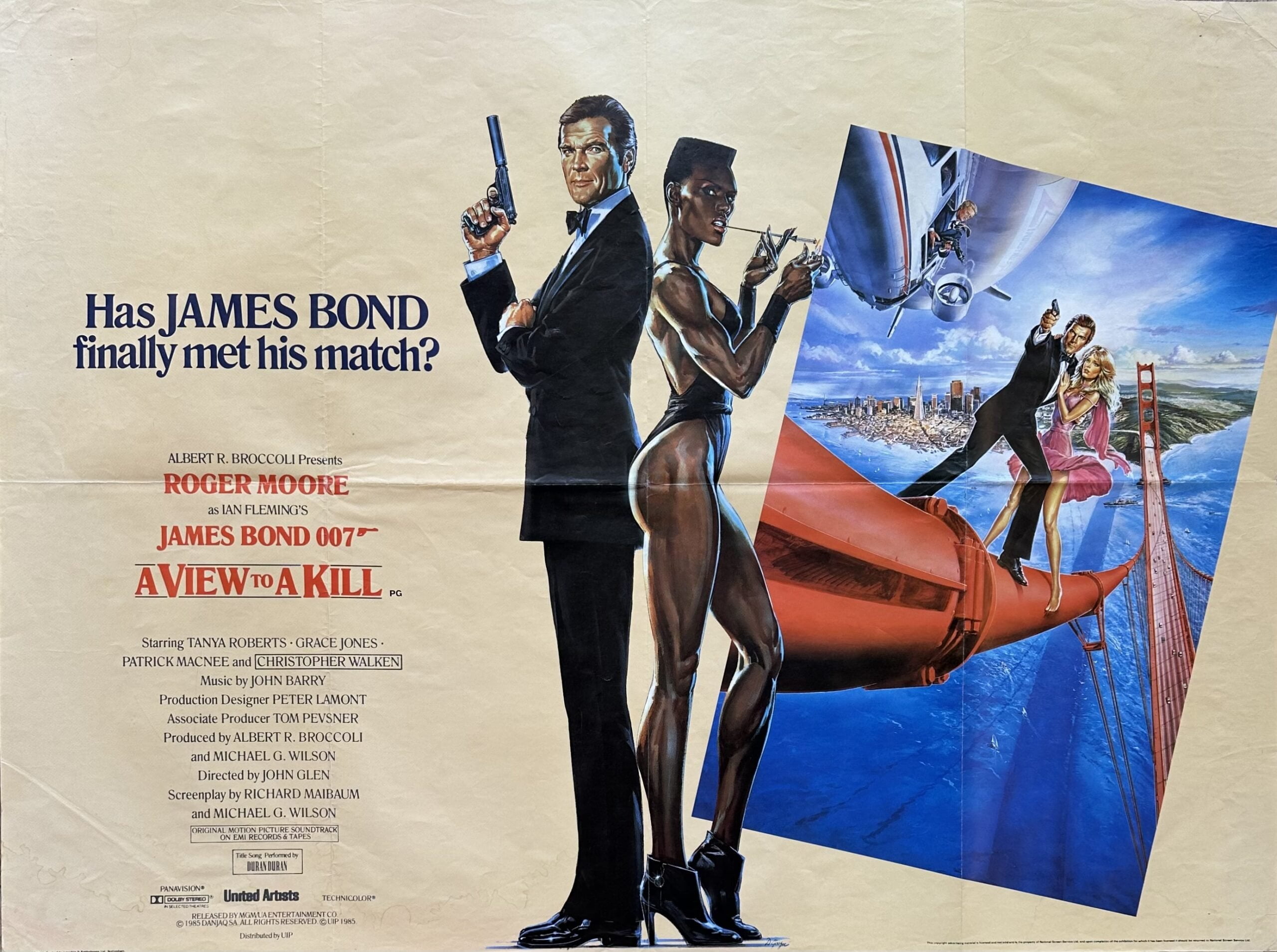 Original vintage UK cinema movie poster for the James Bond 007 adventure, A View to a Kill