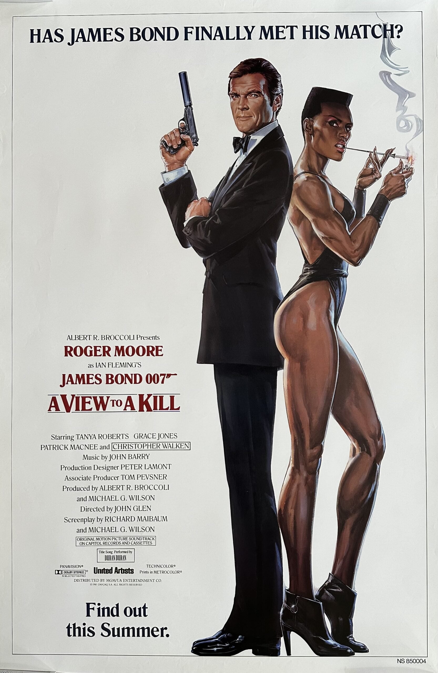 Original vintage cinema movie poster for Roger Moore as James Bond 007 in A View to a Kill