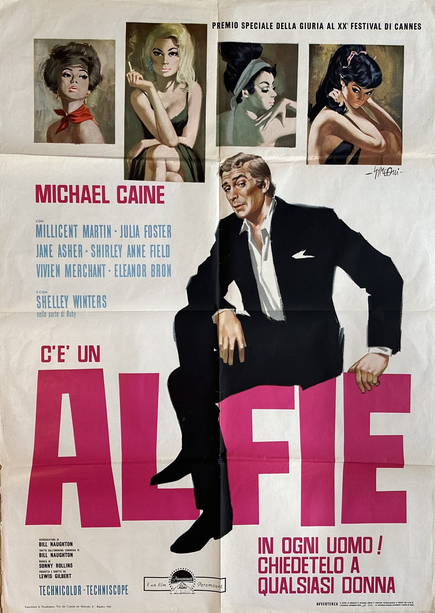 Original vintage cinema movie poster for Alfie, starring Michael Caine