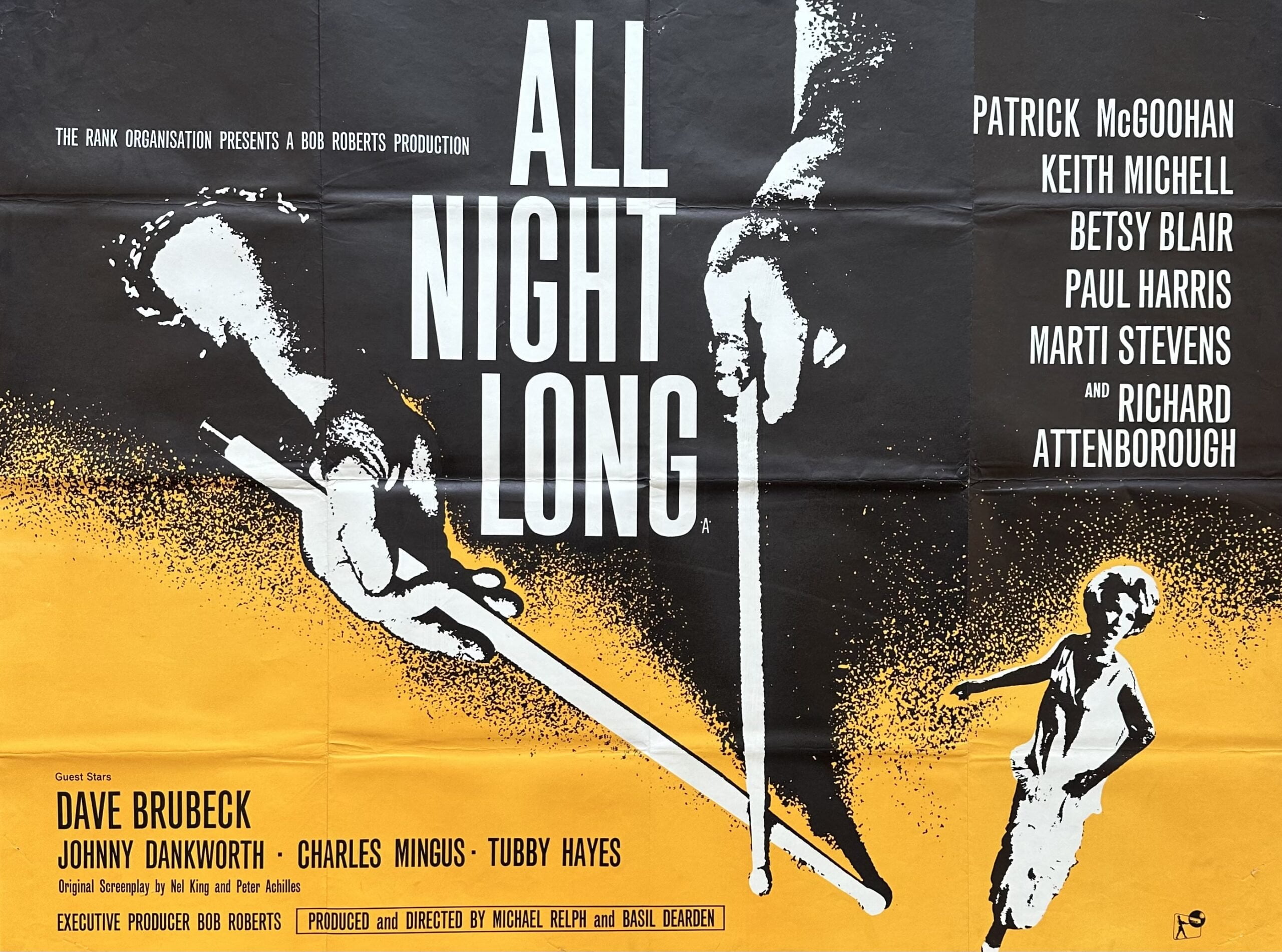 Original vintage cinema movie poster for Soho jazz based British drama, All Night Long