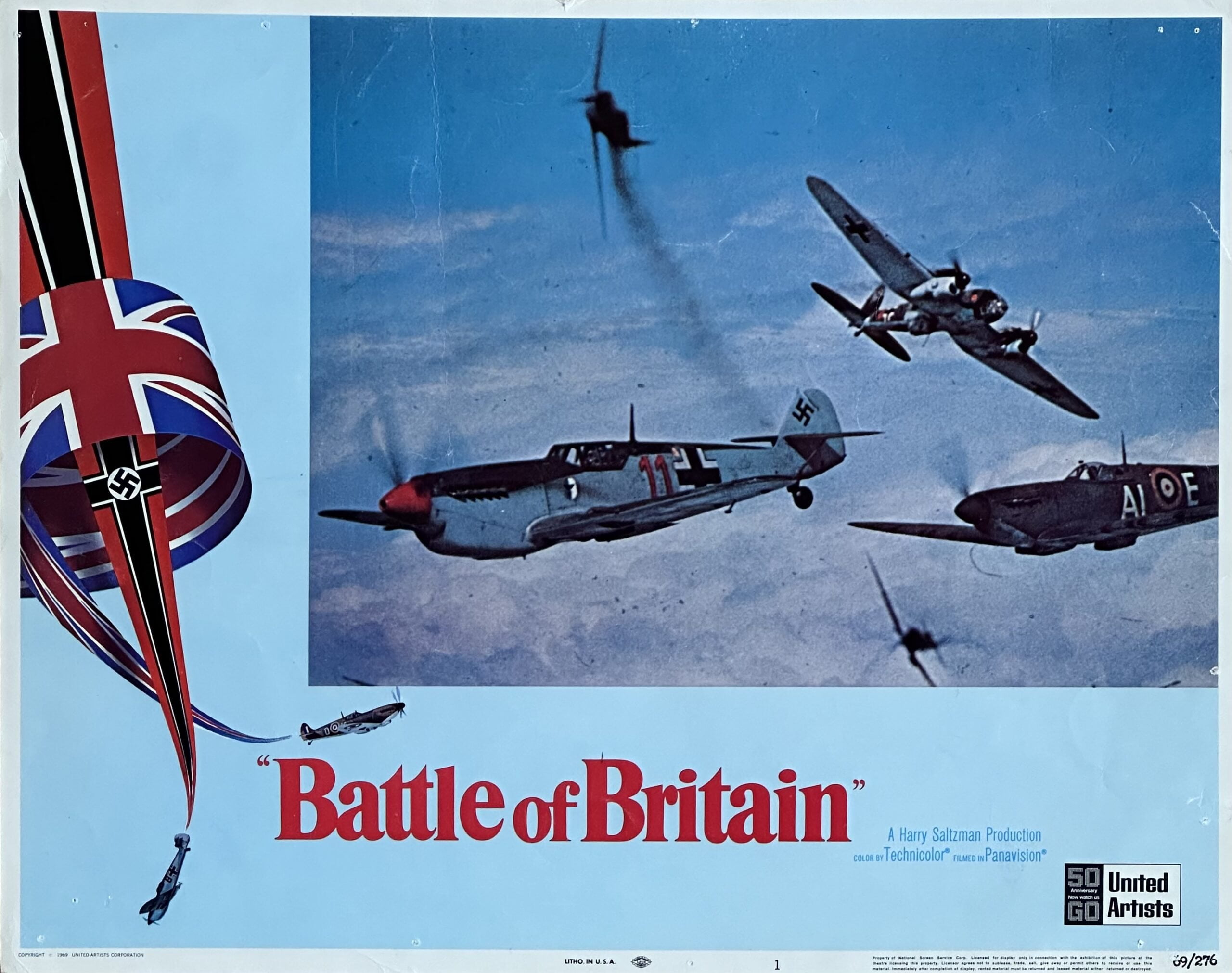 Original vintage cinema lobby card movie poster for war classic, Battle of Britain