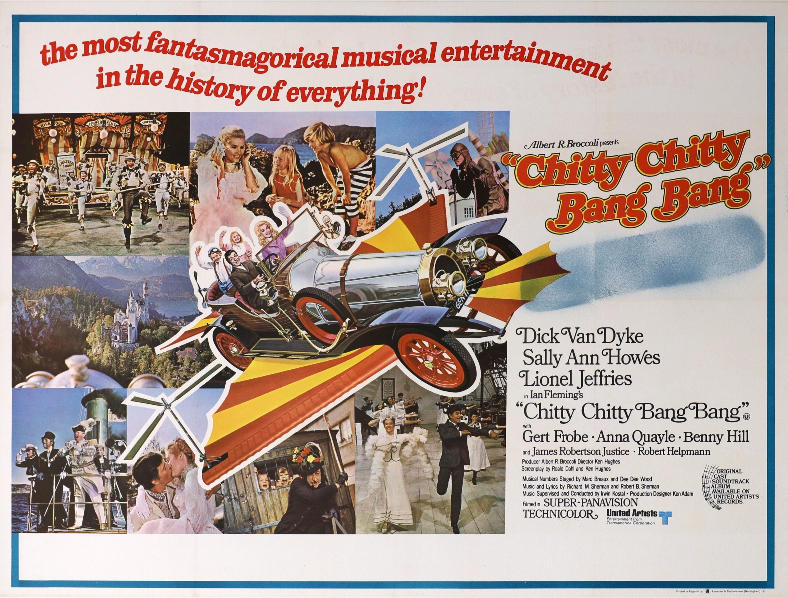 Original vintage cinema movie poster for the musical, Chitty Chitty Bang Bang