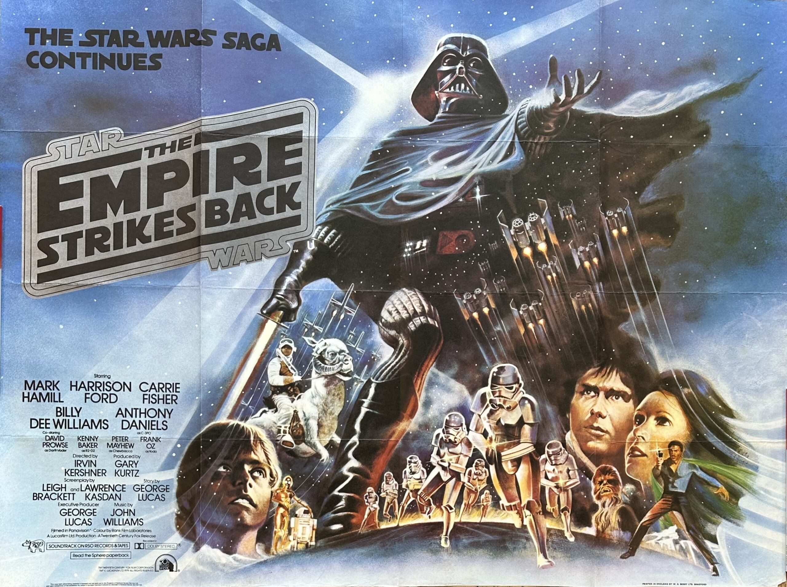Original vintage cinema movie poster for Star Wars Episode V, The Empire Strikes Back