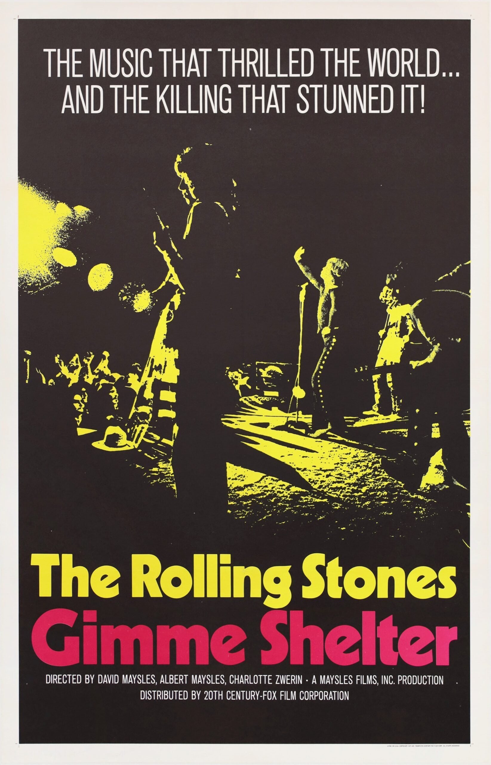 Original vintage cinema movie poster for the Rolling Stones tour documentary, Gimme Shelter