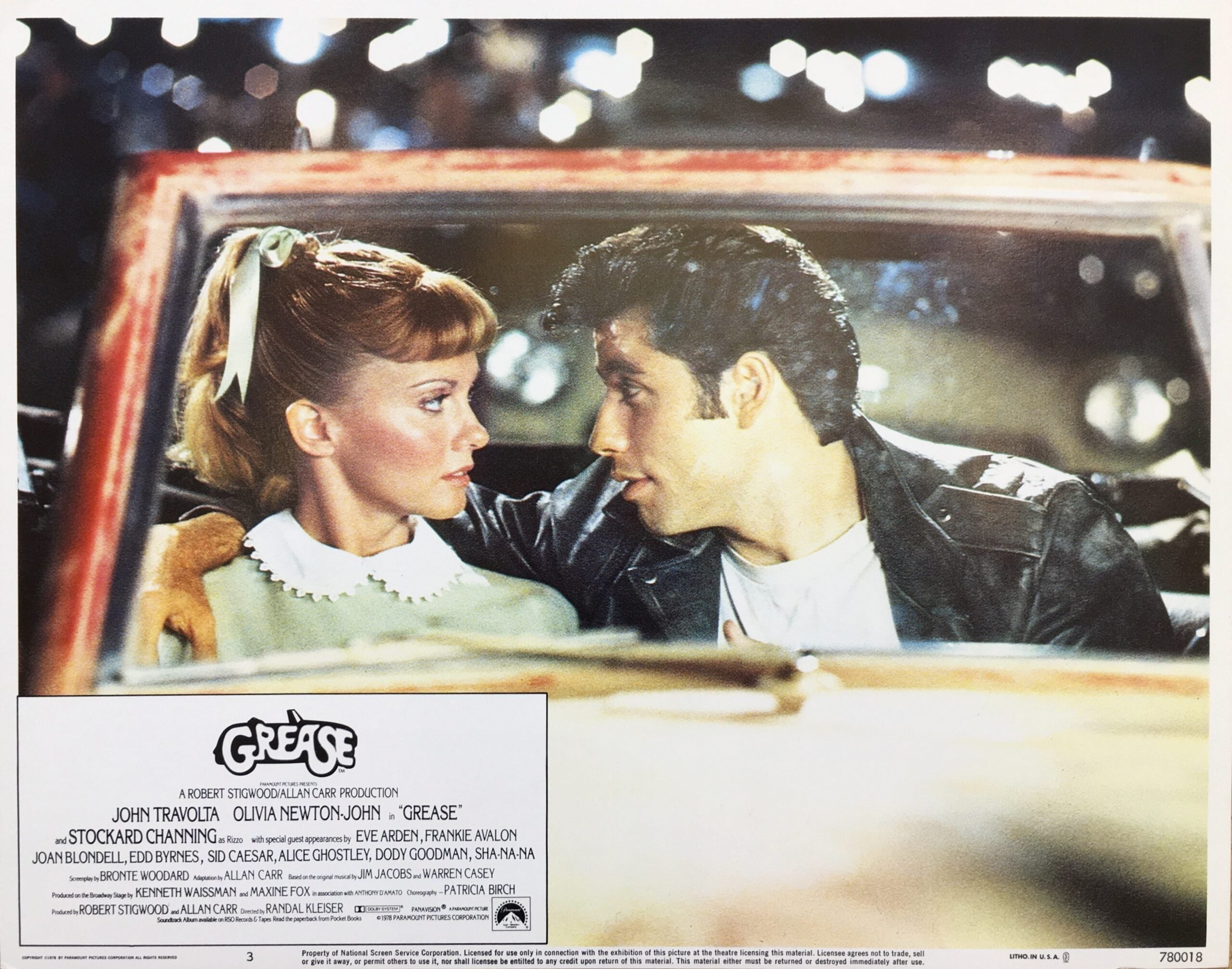 Original vintage cinema lobby card movie poster for the musical, Grease