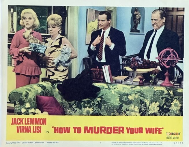 Original vintage cinema lobby card movie poster for Jack Lemmon and Terry-Thomas comedy, How to Murder Your Wife