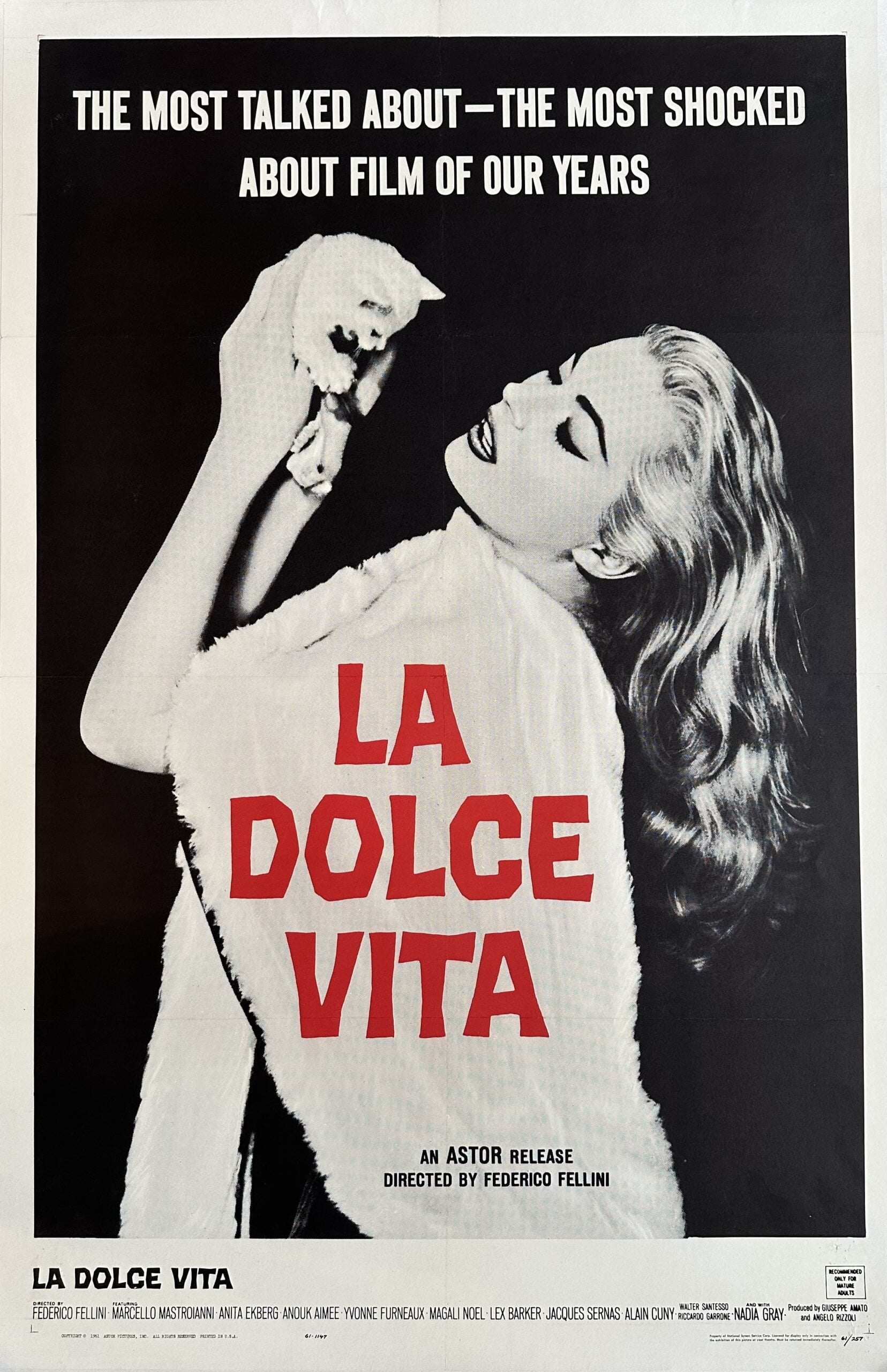 Original vintage cinema movie poster for La Dolce Vita