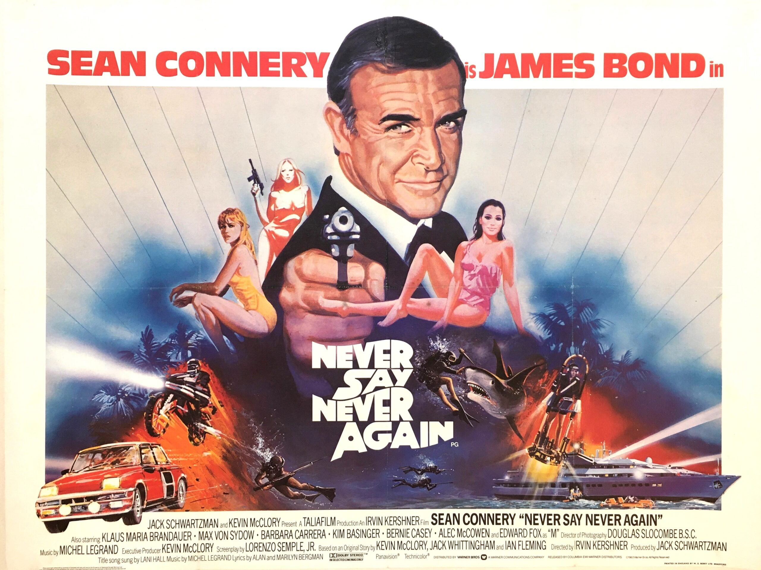 Original vintage cinema movie poster for Sean Connery as James Bond 007 in Never Say Never Again