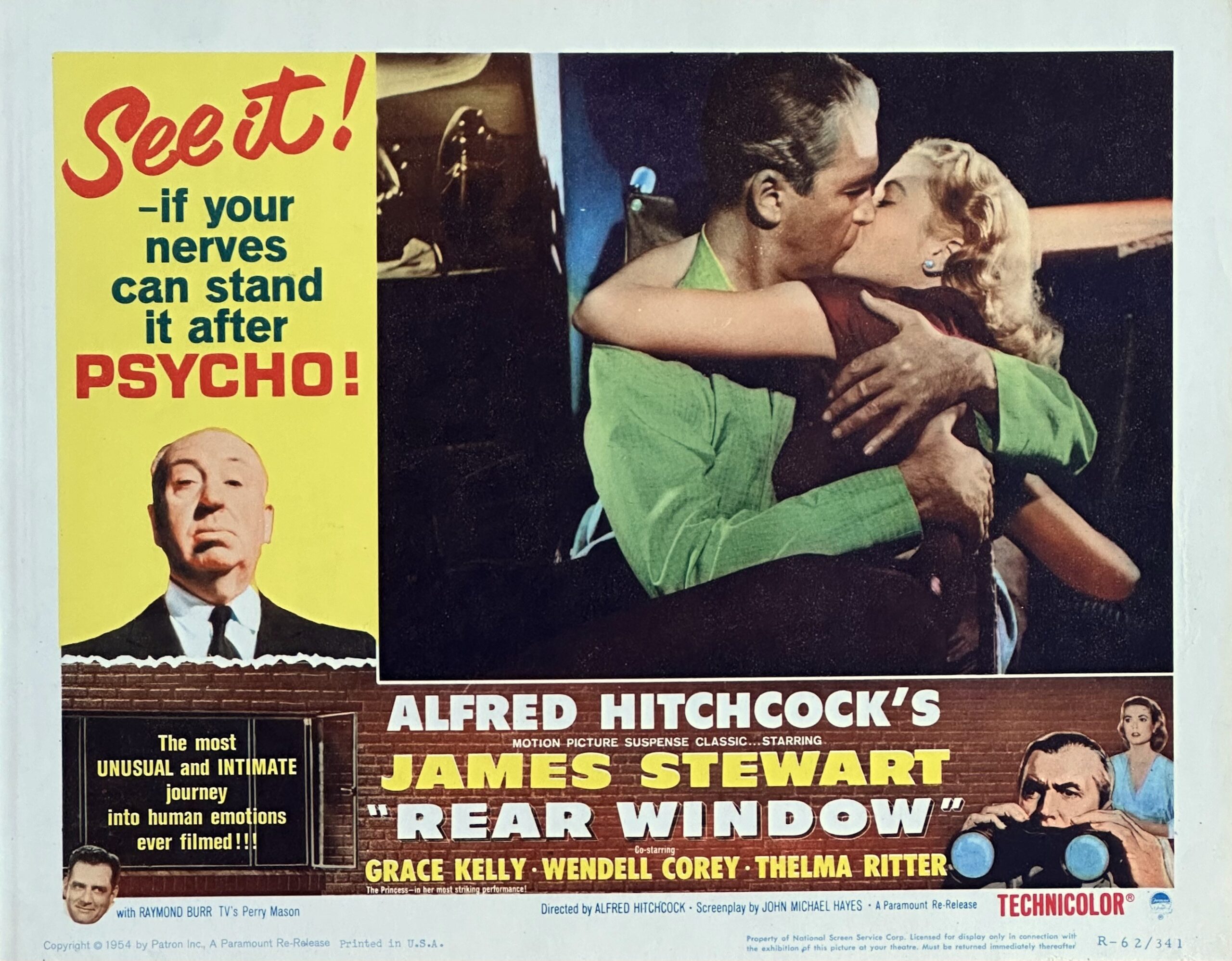 Original vintage cinema lobby card movie poster for Hitchcock's Rear Window