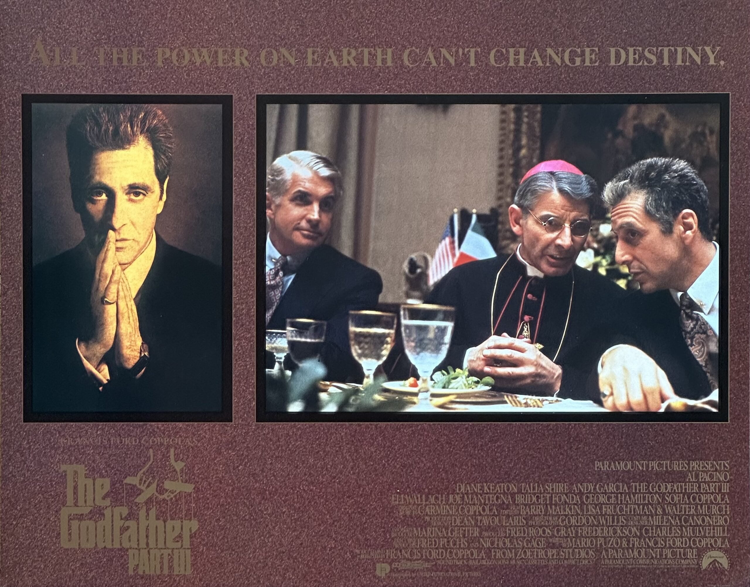 Original vintage cinema lobby card movie poster for The Godfather Part III
