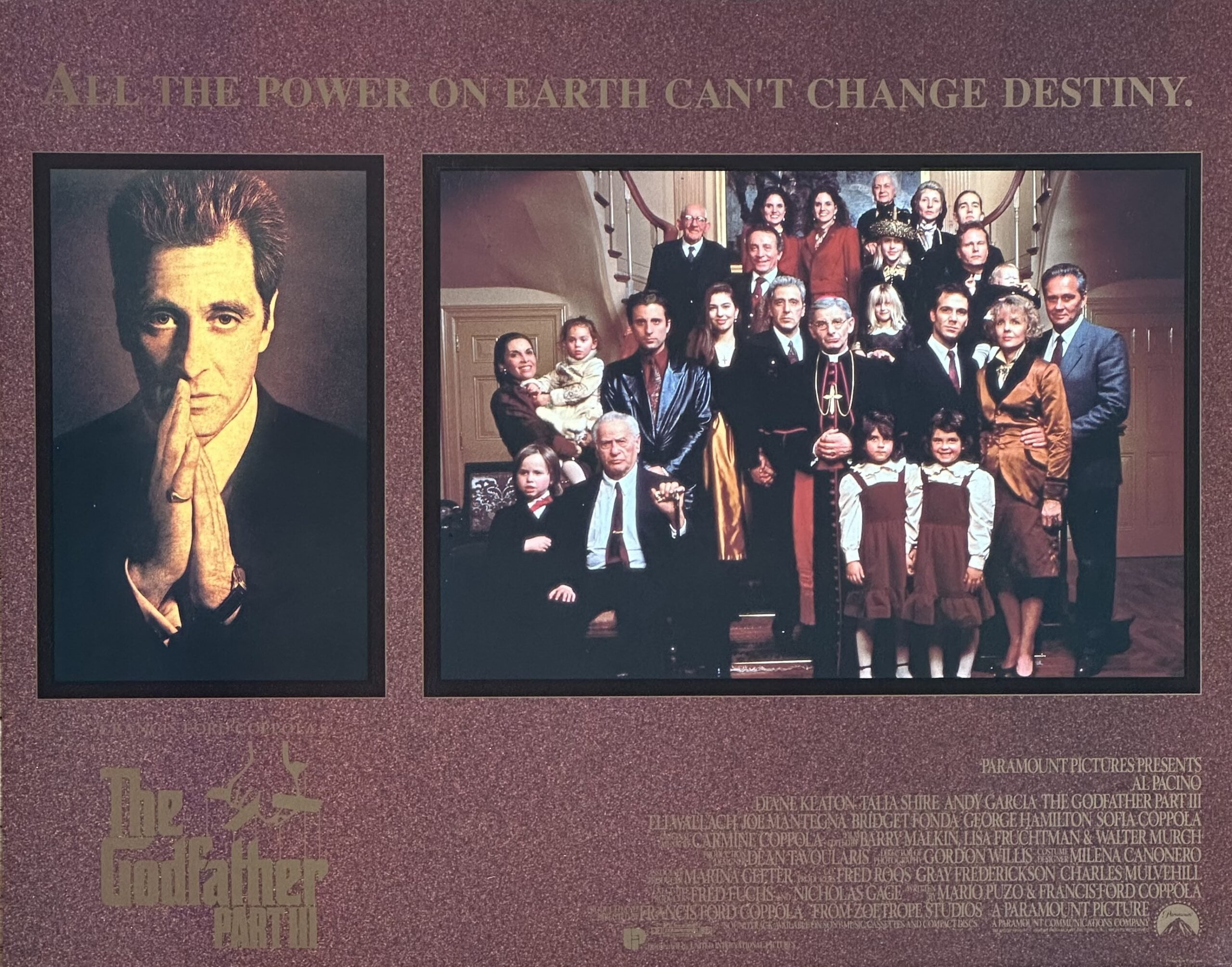 Original vintage cinema lobby card movie poster for The Godfather Part III