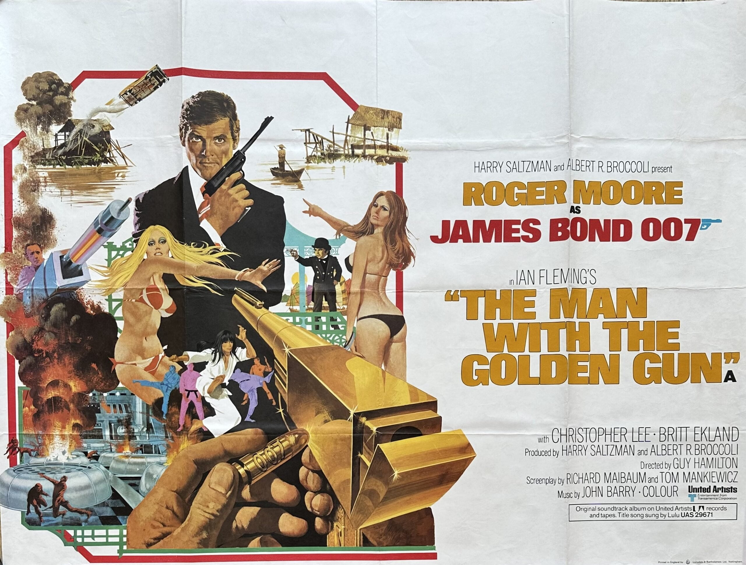 Original vintage cinema movie poster for Roger Moore as James Bond 007 in The Man with the Golden Gun