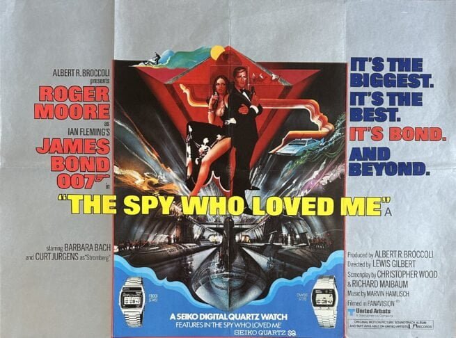 Original vintage cinema movie poster for the James Bond 007 film, The Spy Who Loved Me, starring Roger Moore