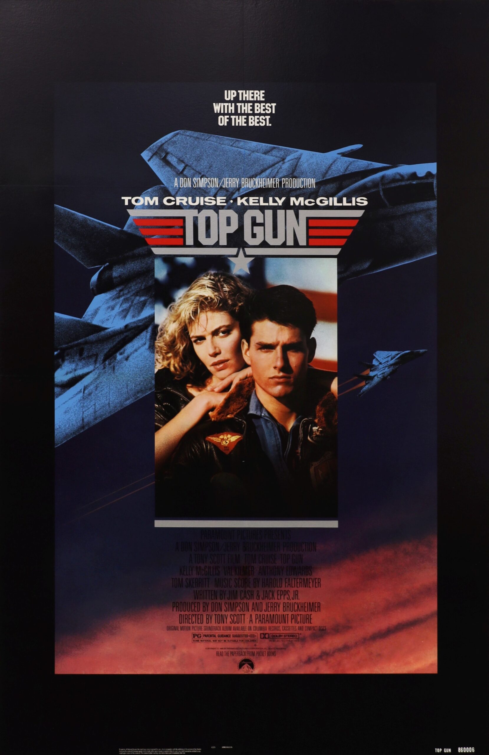 Original vintage cinema movie poster for Top Gun starring Tom Cruise