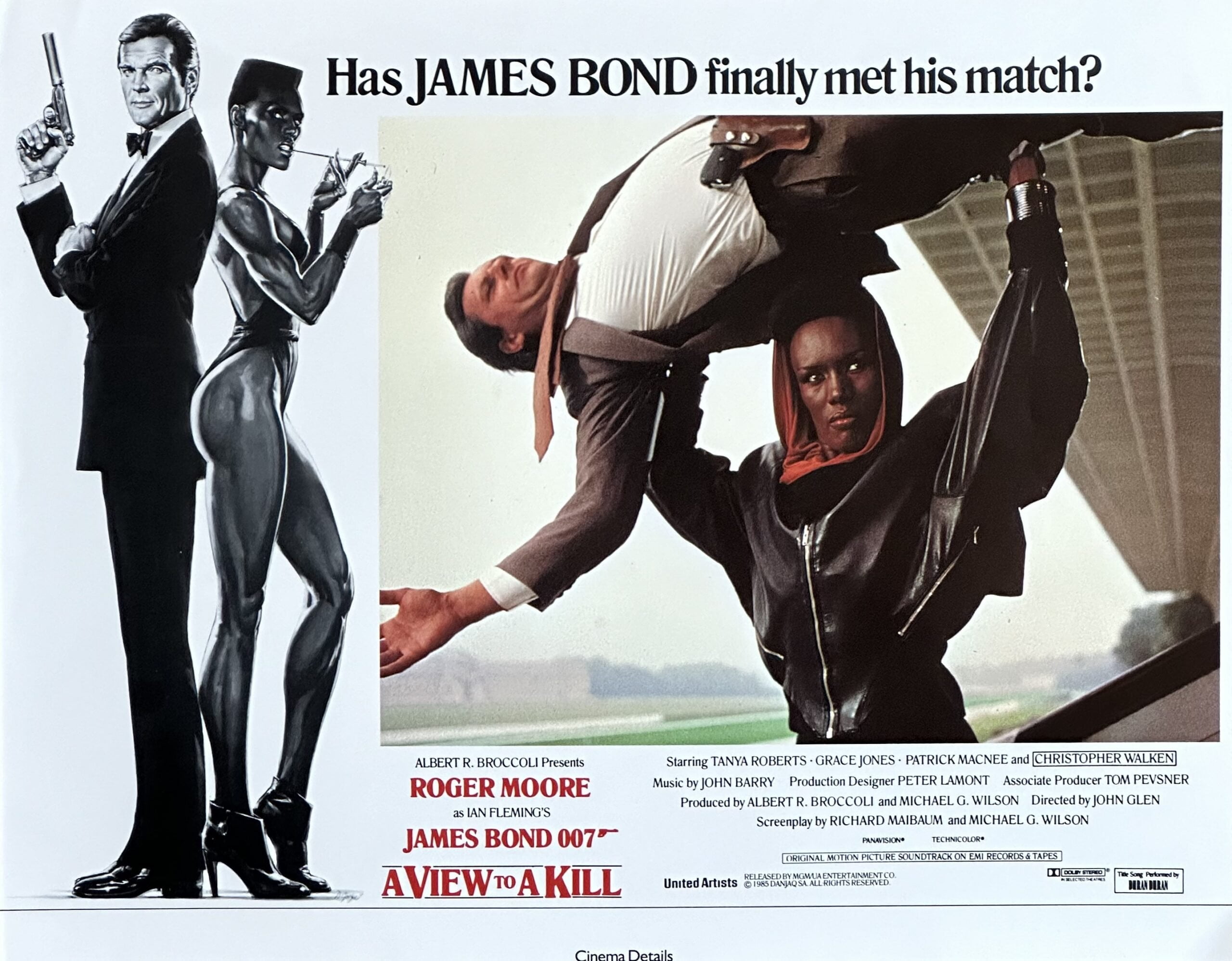 Original vintage lobby card movie poster for James Bond 007 A View to a Kill