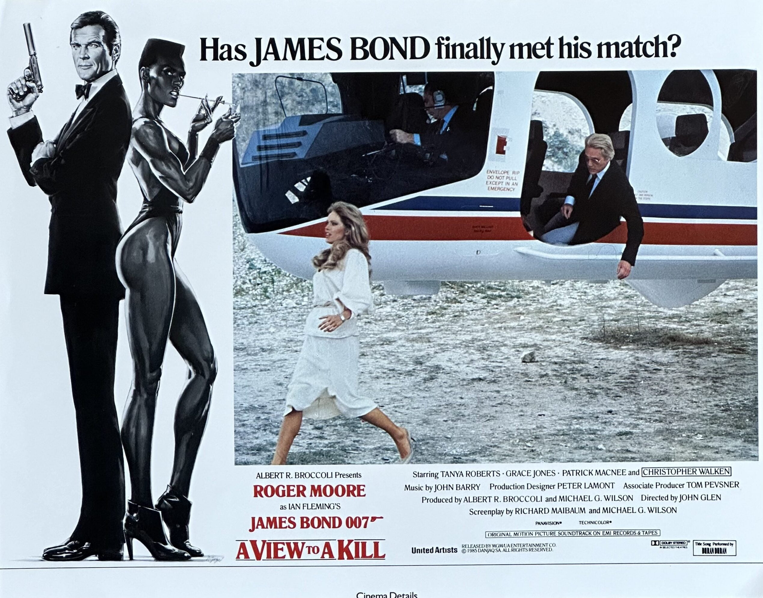 Original cinema lobby card movie poster for James Bond adventure, A View to a Kill