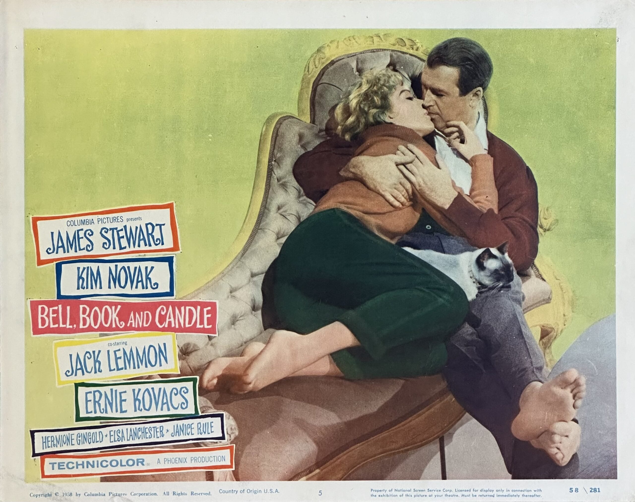 Original vintage cinema lobby card for Bell, Book and Candle