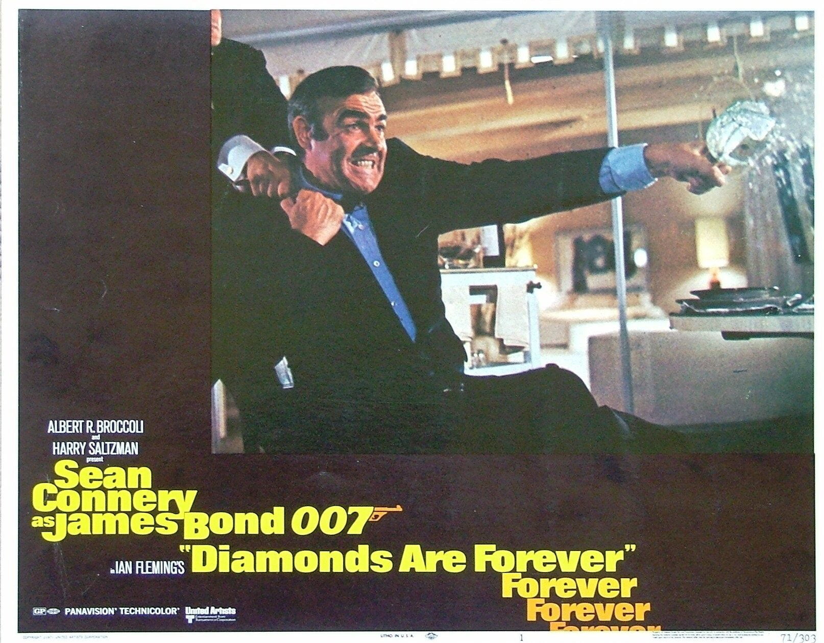 Original vintage cinema lobby card movie poster for James Bond 007 film, Diamonds are Forever
