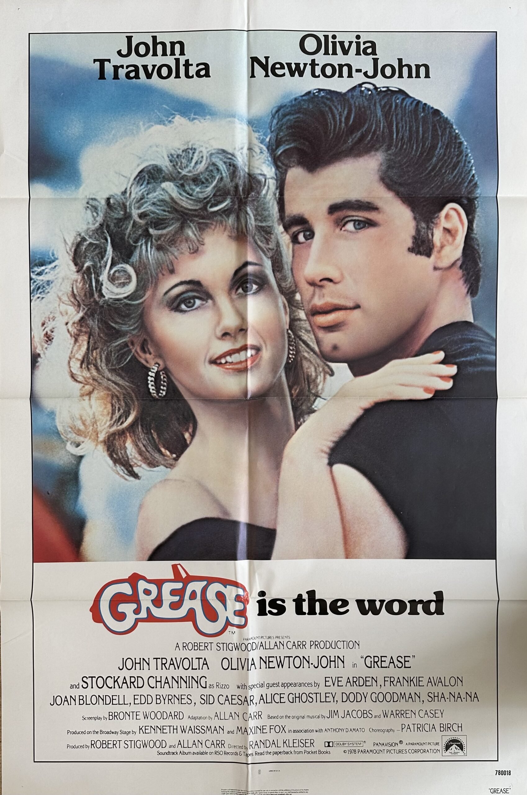 Original vintage US movie poster for the comedy musical, Grease