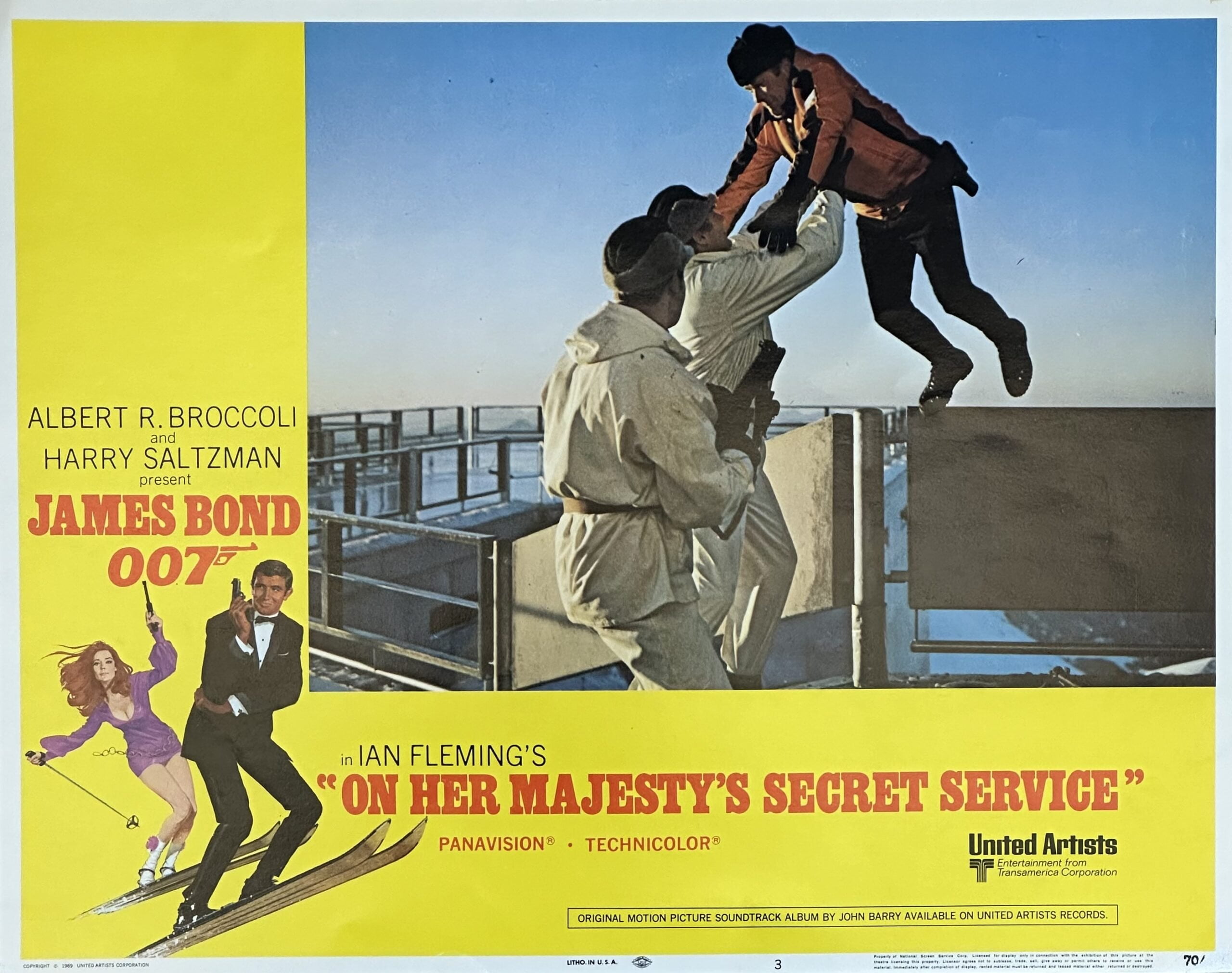Original vintage cinema lobby card for James Bond 007 adventure, On Her Majesty's Secret Service