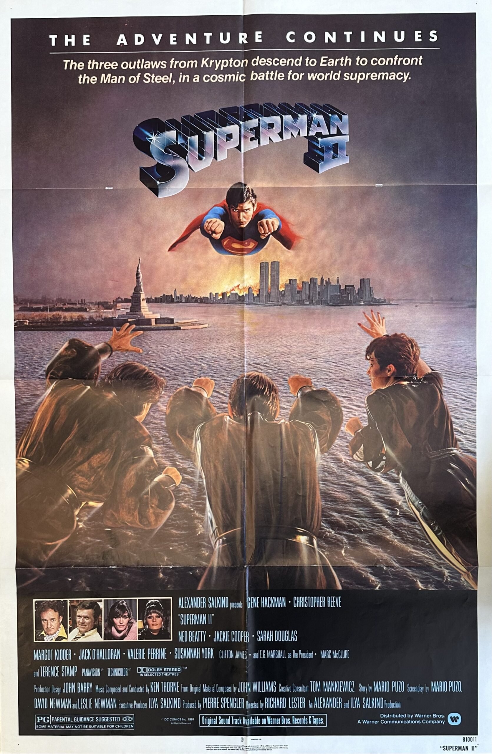 Original vintage cinema movie poster for Superman II starring Christopher Reeve