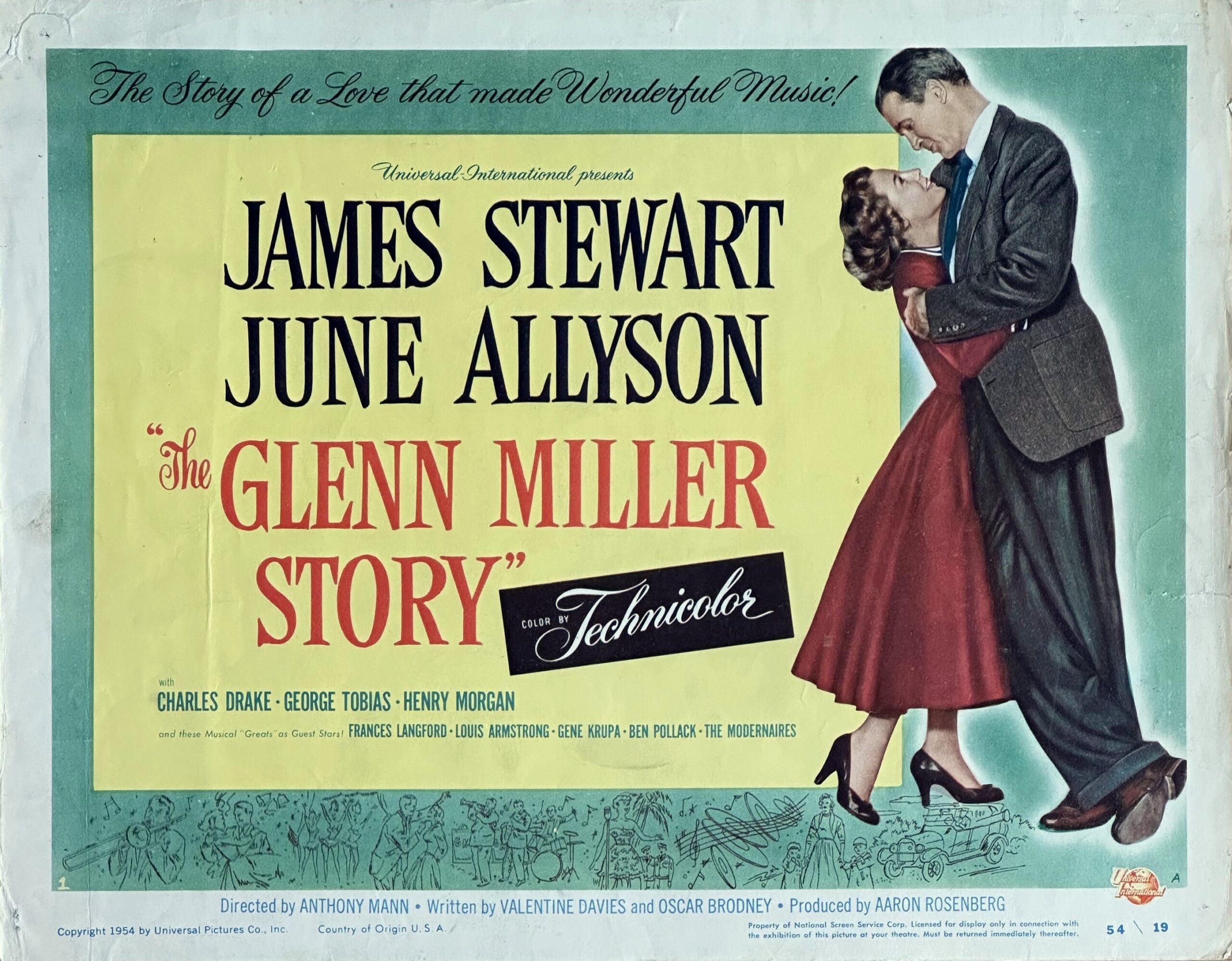 Original vintage cinema lobby card movie poster for James Stewart in The Glenn Miller Story