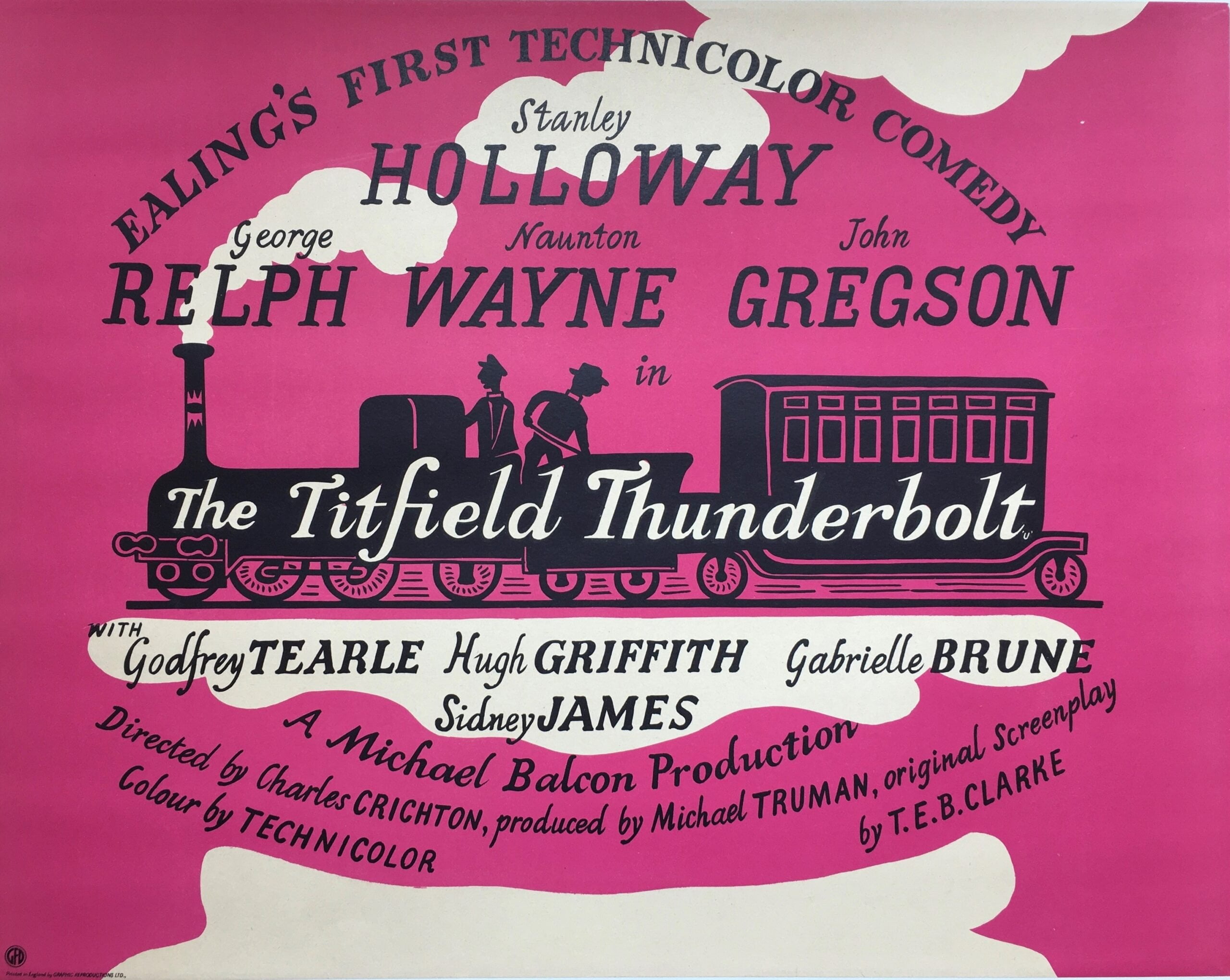 Original vintage British cinema movie poster for the classic Ealing comedy, The Titfield Thunderbolt