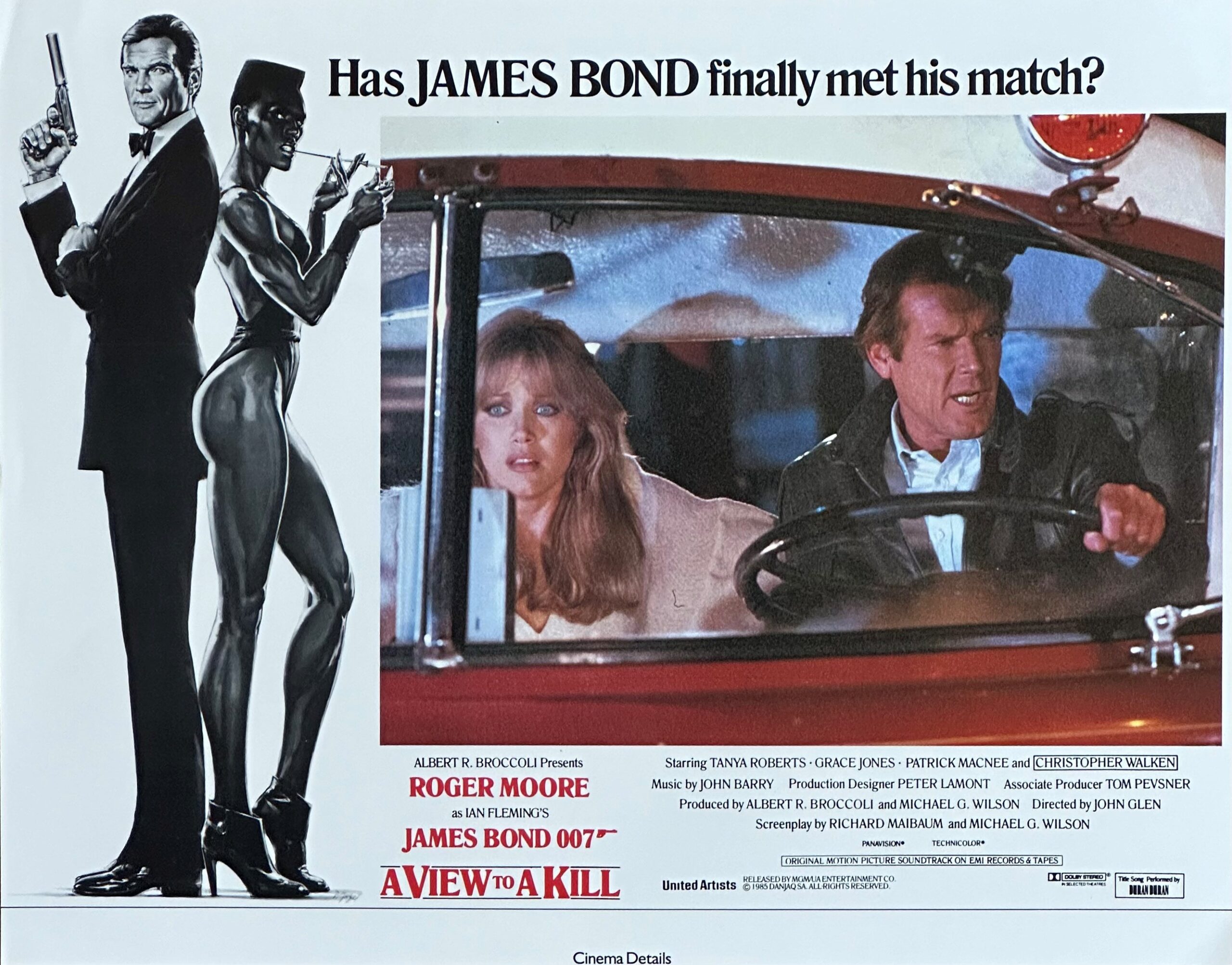 Original vintage cinema lobby card for Roger Moore in A View to a Kill