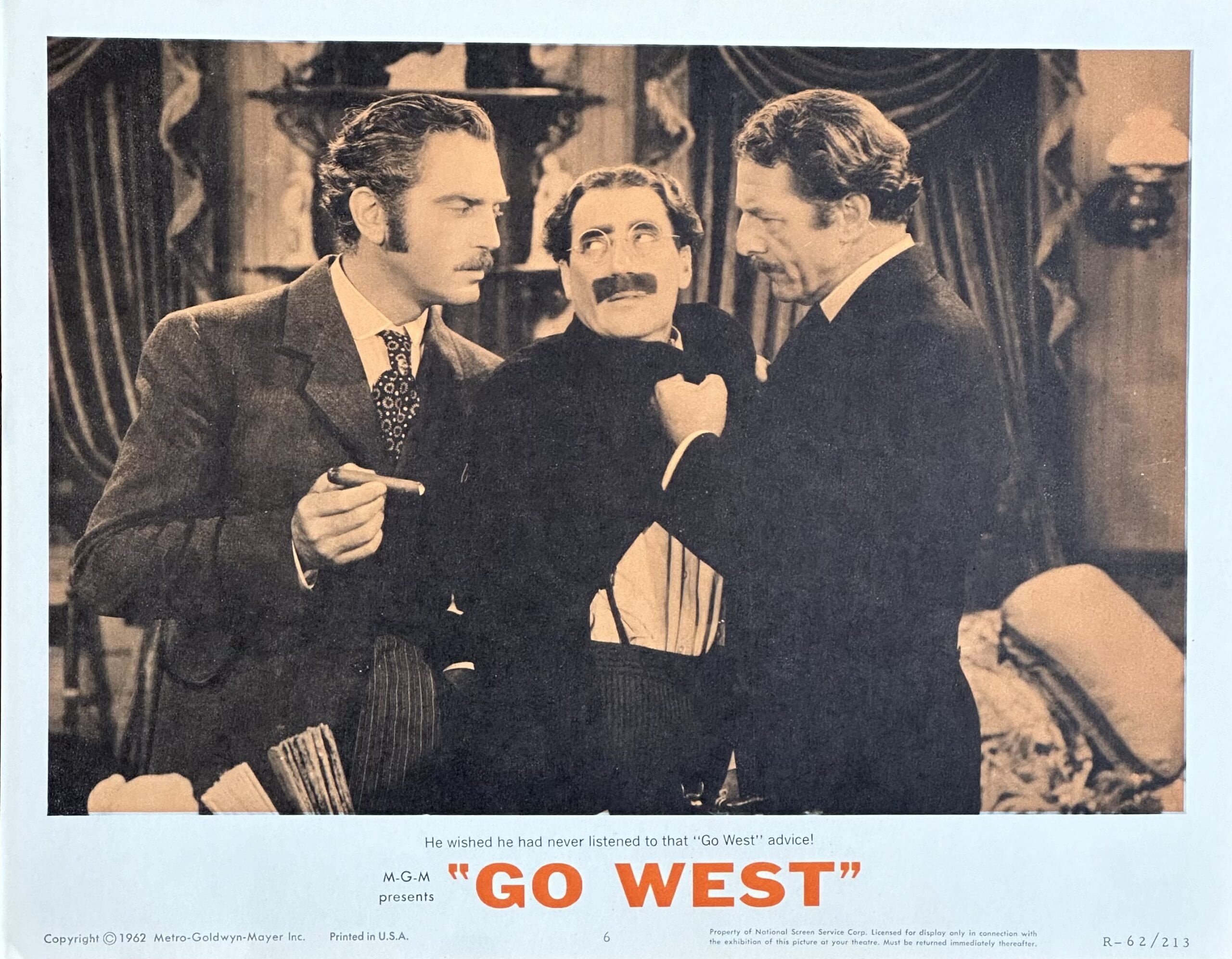 Original vintage cinema lobby card movie poster for Marx Brothers comedy, Go West