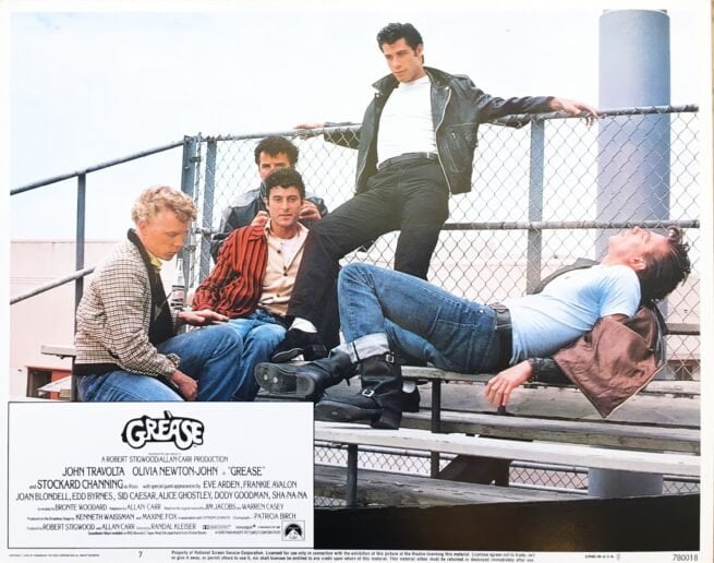 Vintage original US cinema lobby card poster for John Travolta in Grease.