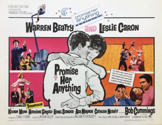 Vintage original US cinema movie poster for Promise Her Anything with Warren Beatty and Leslie Caron.