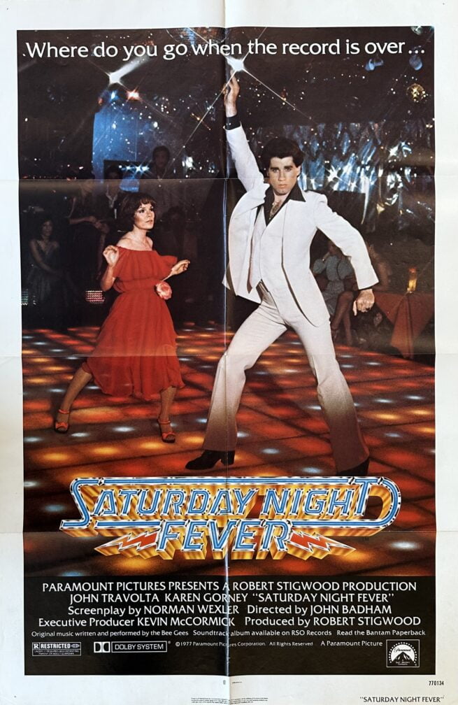 Original vintage cinema movie poster for disco classic Saturday Night Fever