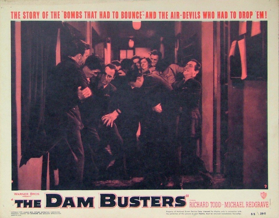 Vintage original US cinema lobby card poster for WW2 film The Dam Busters.