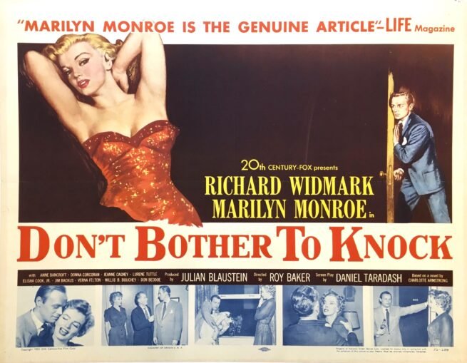 Original vintage US cinema poster for Marilyn Monroe in 1952 film noir Don't Bother To Knock