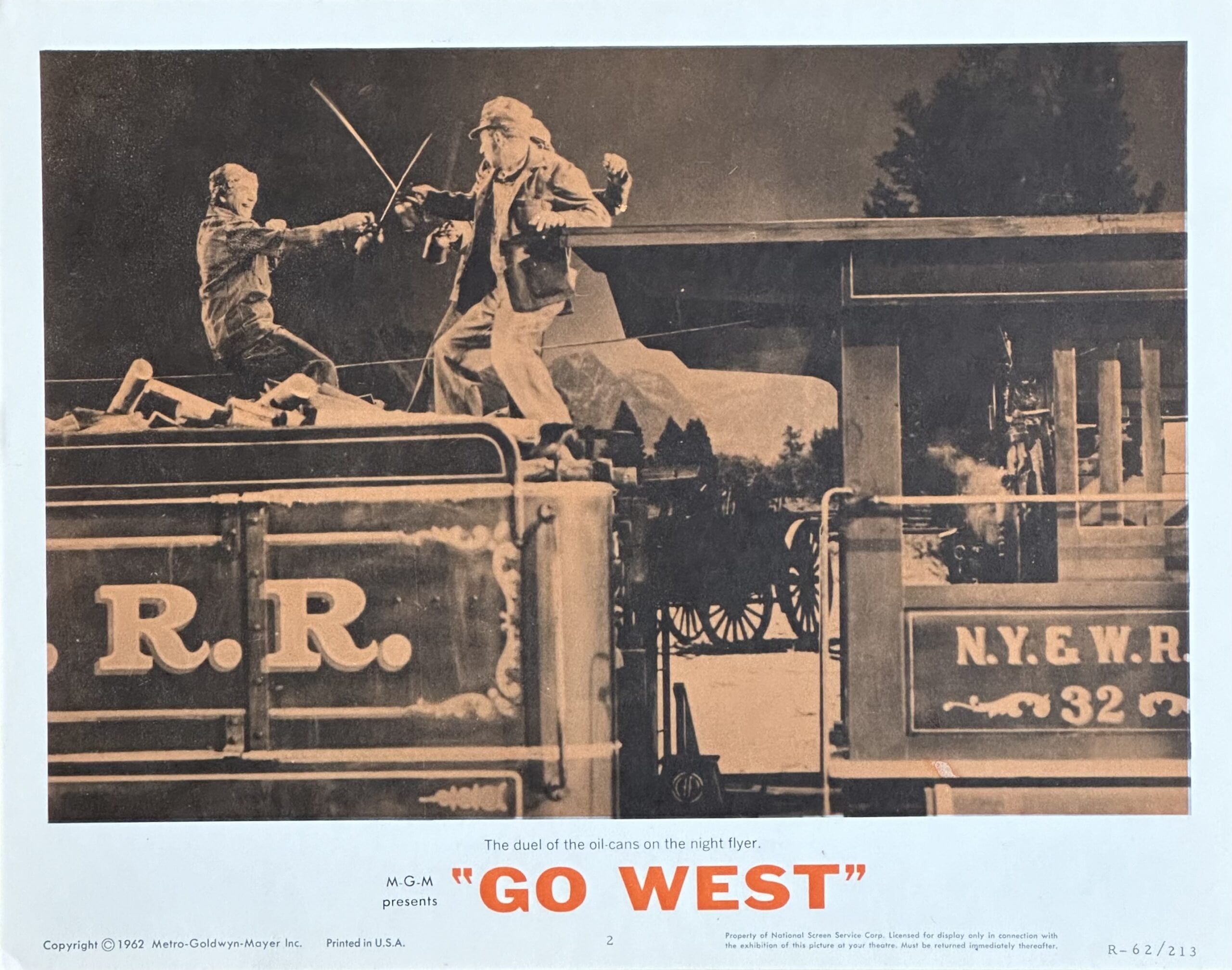 Original vintage lobby card movie poster for Go West, starring the Marx Brothers