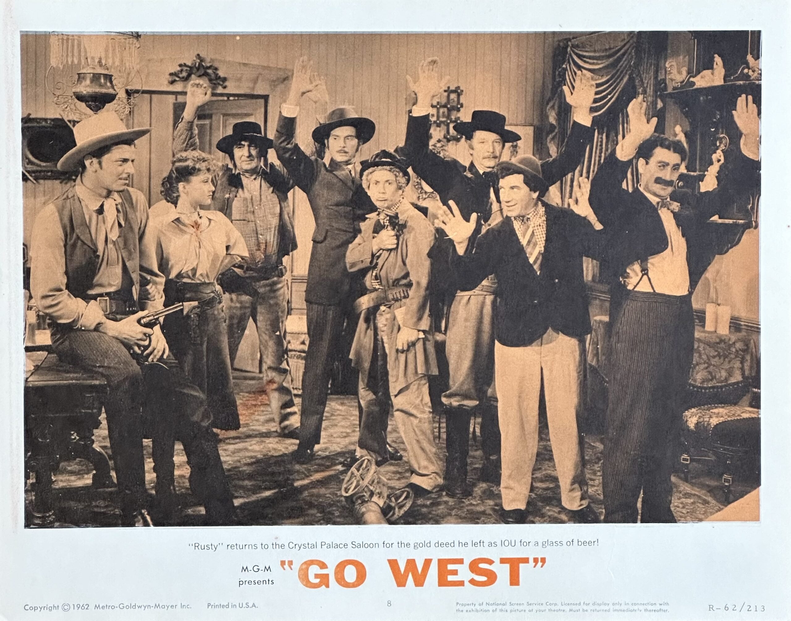 Original vintage cinema lobby card movie poster for the Marx Brothers Go West