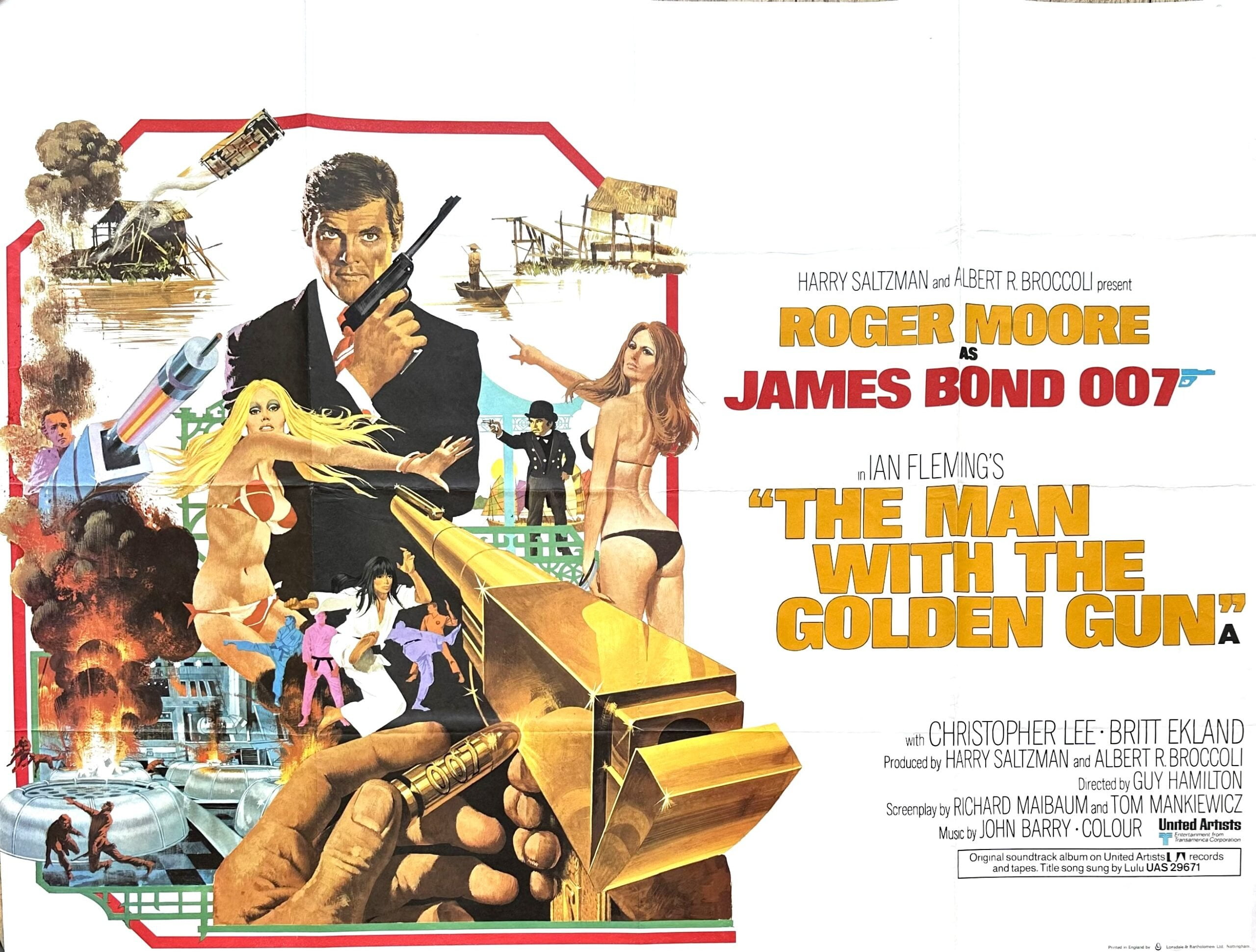 Original vintage cinema movie poster for Roger Moore as James Bond 007 in The Man with the Golden Gun