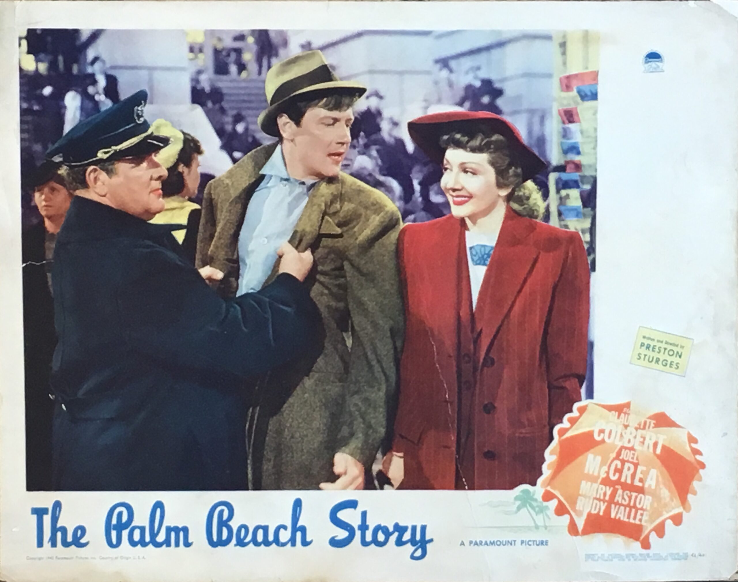 Vintage original US lobby card poster for screwball comedy The Palm Beach Story