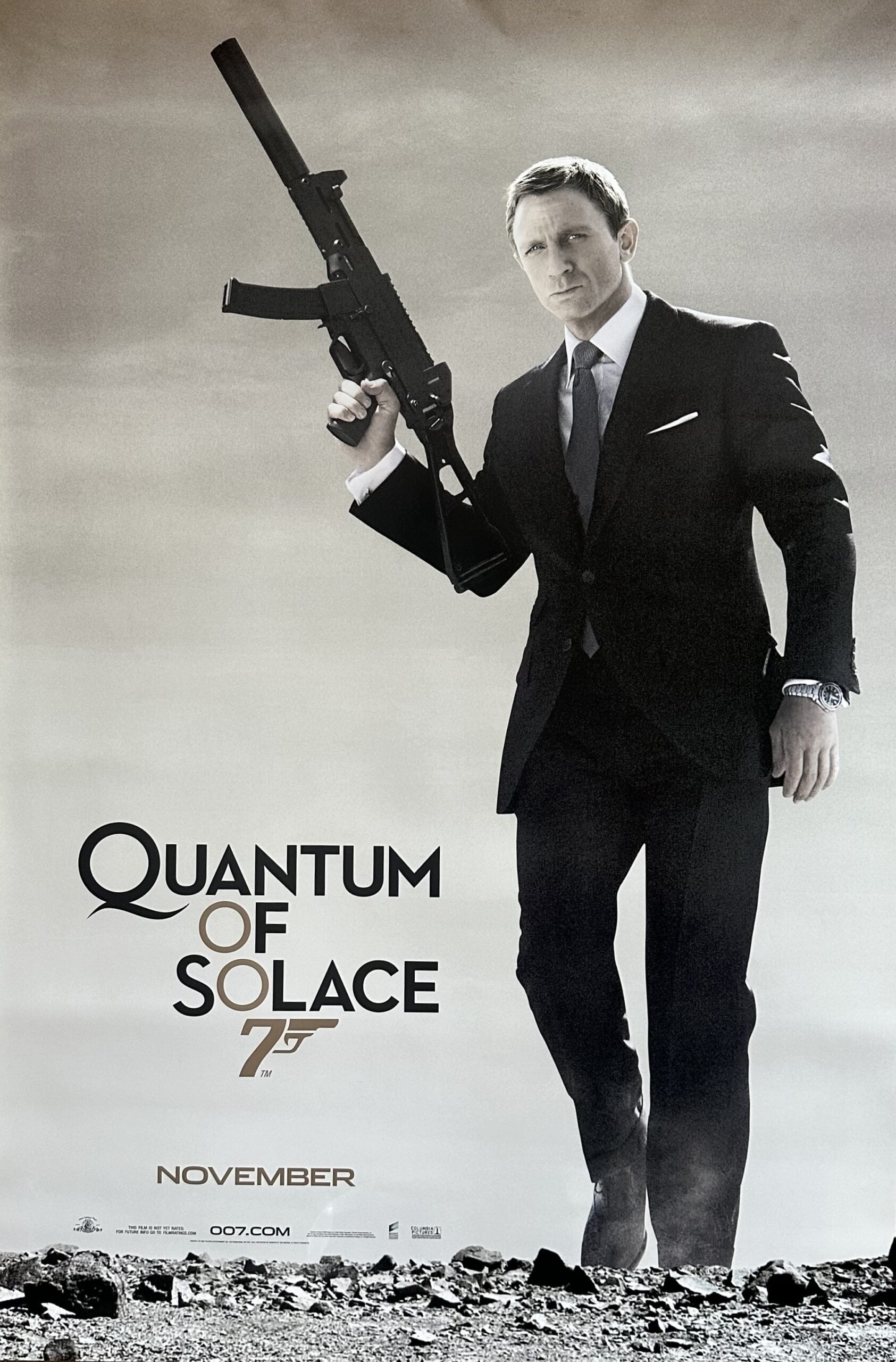 Original cinema movie poster for Daniel Craig's second outing as James Bond 007 in Quantum of Solace