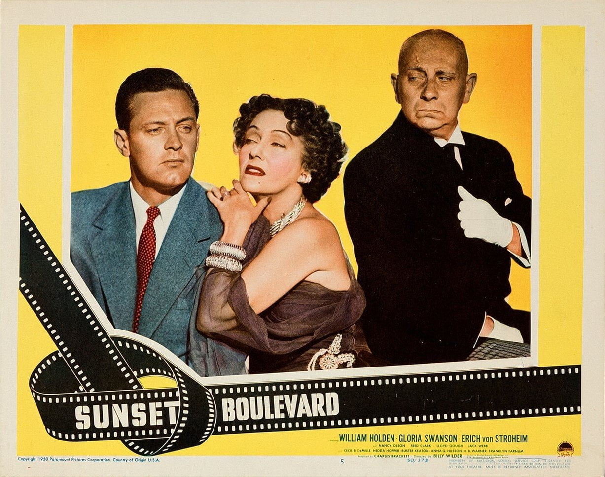 Original vintage cinema lobby card for Billy Wilder's Sunset Boulevard