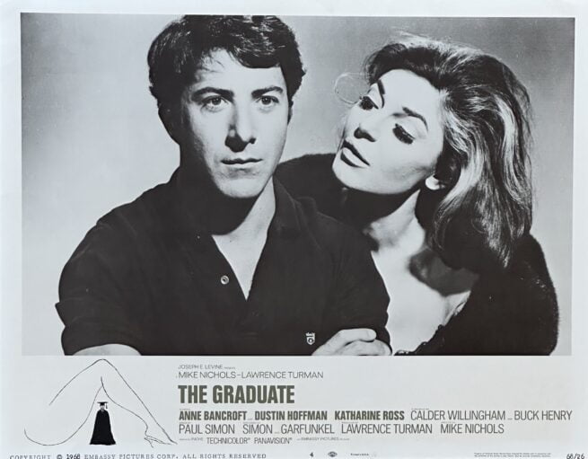 Original vintage cinema lobby card movie poster for The Graduate, starring Dustin Hoffman