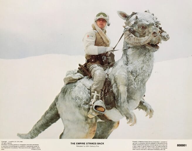 Vintage original US cinema lobby card poster for Star Wars - The Empire Strikes Back film.