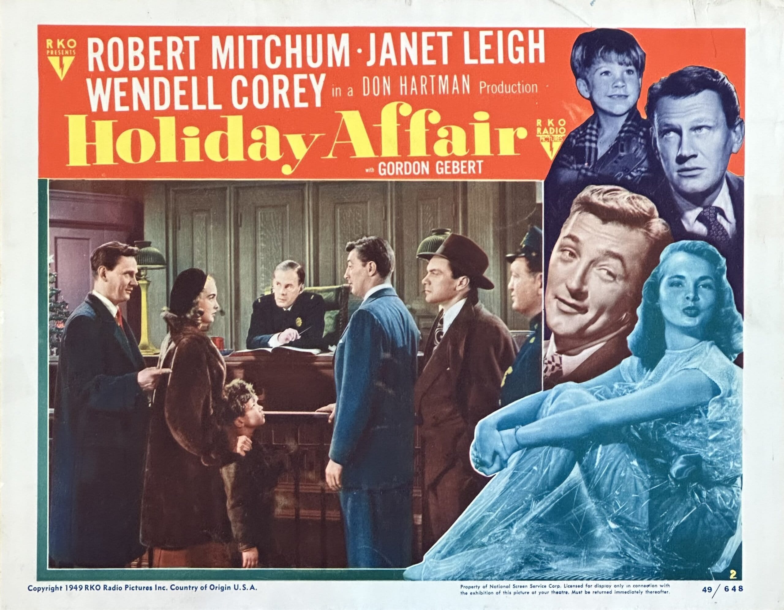 Original vintage cinema lobby card movie poster for the Christmas romance, Holiday Affair