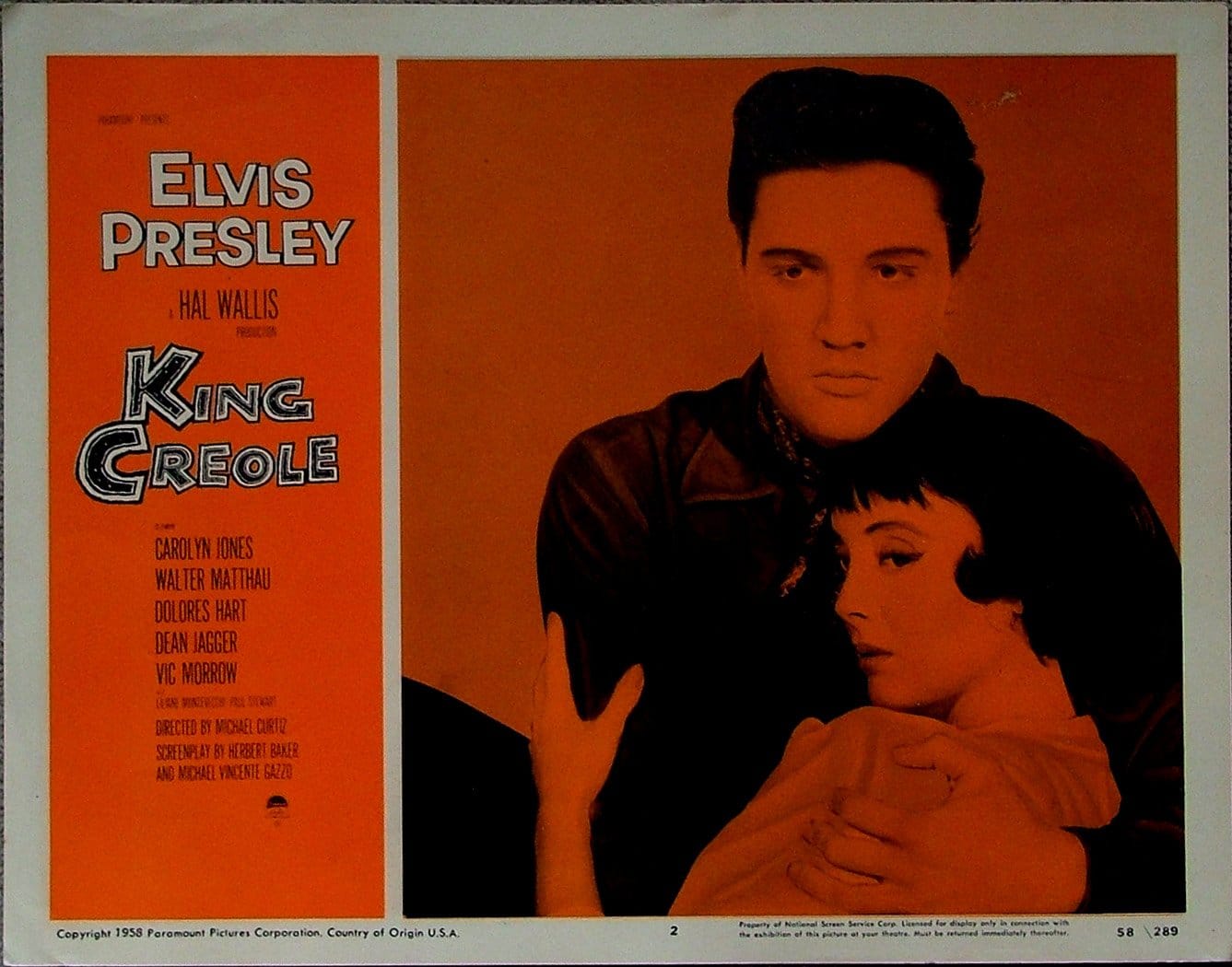 Vintage original US cinema lobby card poster for Elvis film King Creole.